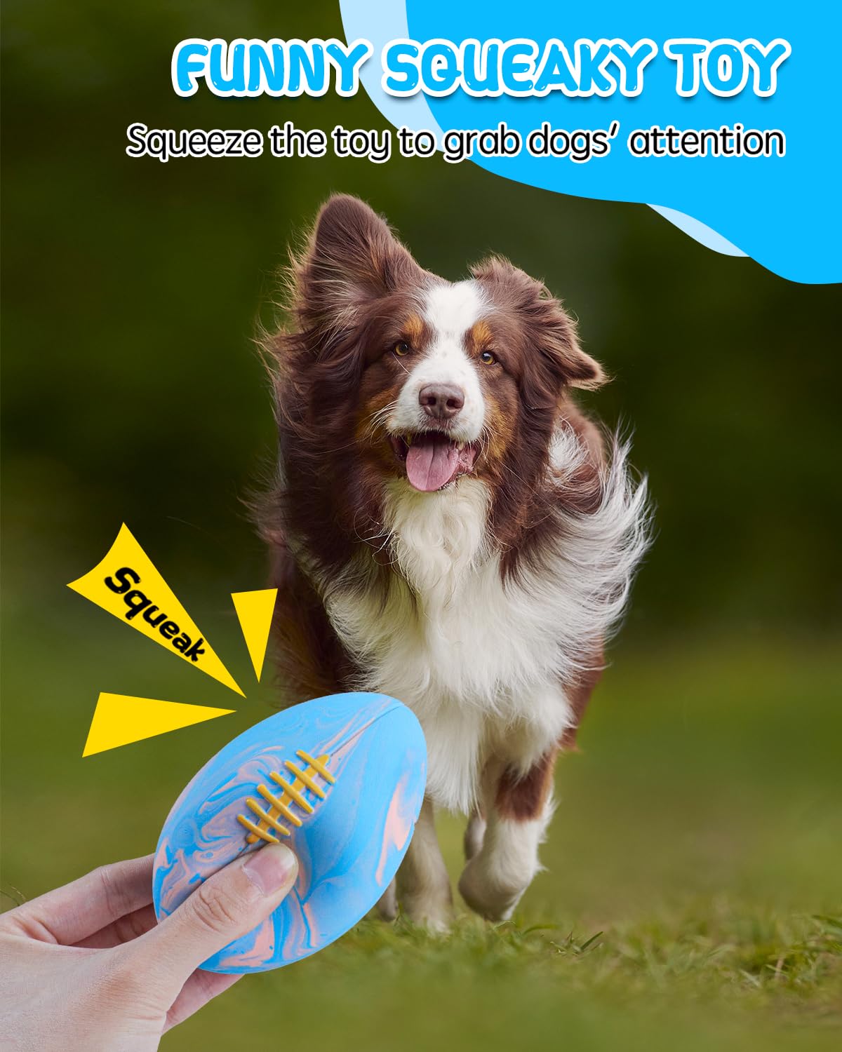 Schitec Dog Squeaky Ball Toys, Interactive Pet Balls For Fetch Play, Latex Rubber Football Toy For Medium Large Breed Dogs