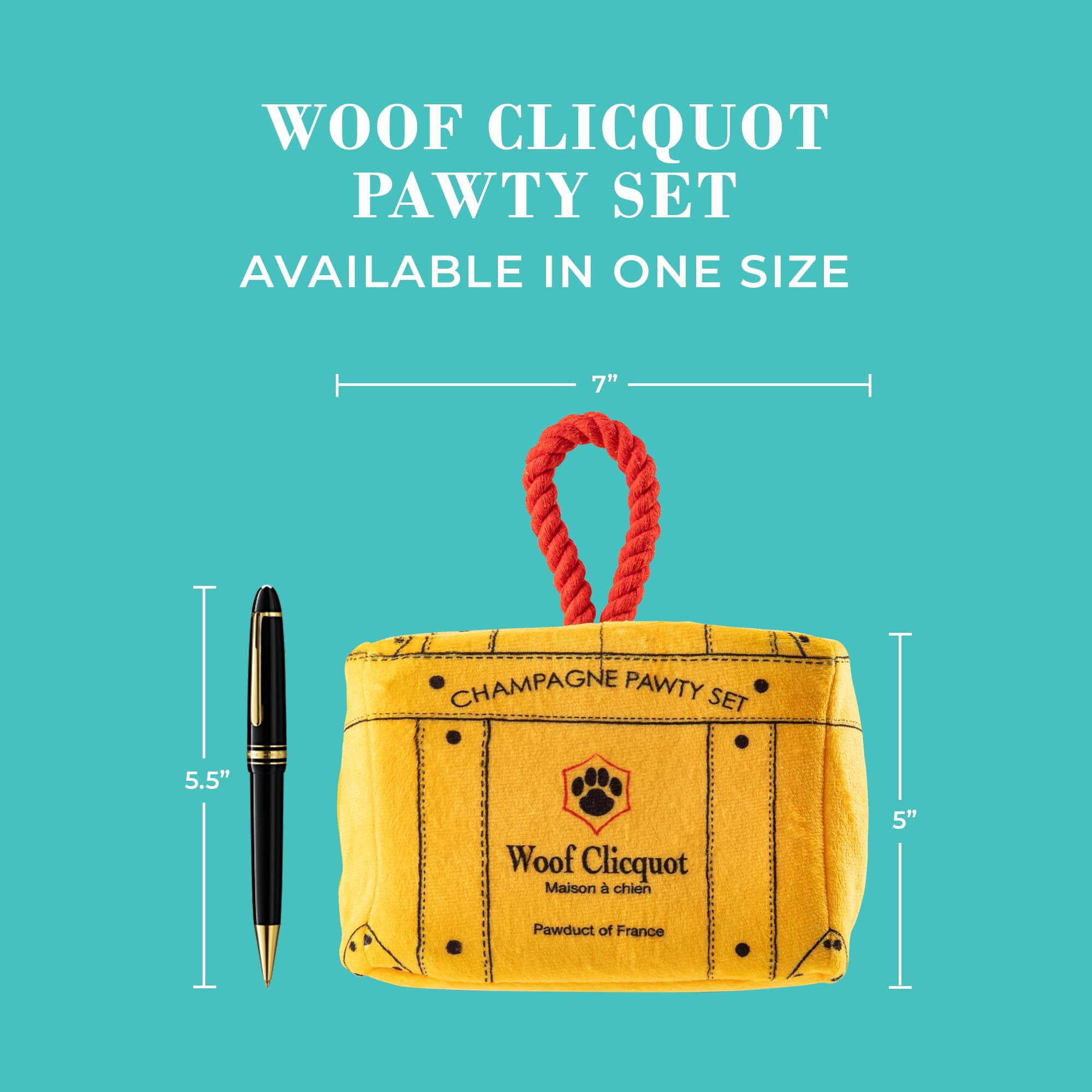 Haute Diggity Dog Woof Clicquot Pawty Set, Plush Designer Dog Toys with Interactive Squeaker, Stimulating Pet Enrichment, Machin