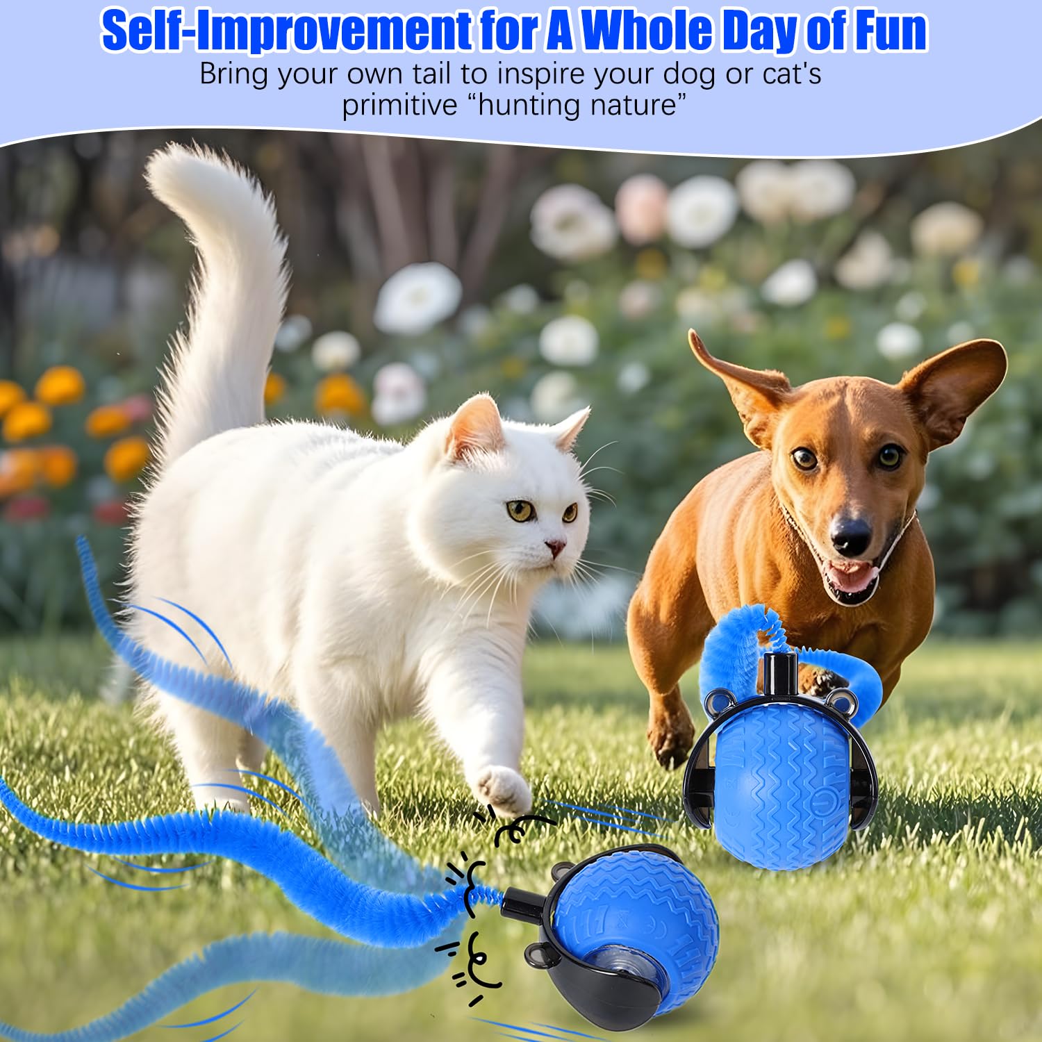 Denir Bonee Nteractive Cat Ball Toy, Cat Toy Ball With Cord Imitation Mouse, Obstacle Avoidance Smart Cattoy Balls, Motion Activ