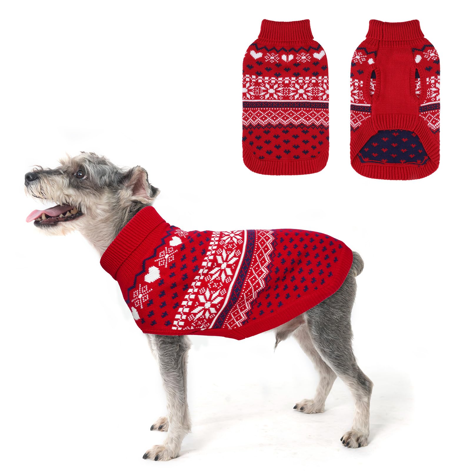 Scenereal Dog Sweaters For Small Medium Large Dogs, Warm Dog Christmas Sweater, Turtleneck Pullover For Xmas Winter Holiday, Sno