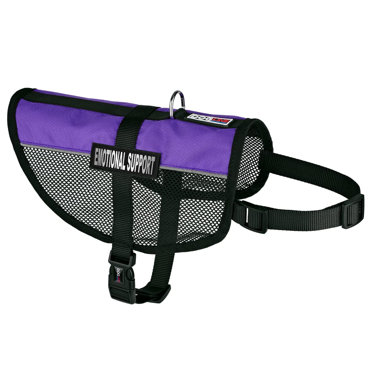 Dogline Maxaire Multi-Purpose Mesh Vest For Dogs And 2 Removable Emotional Support Patches, Small, Purple, (13'-16')