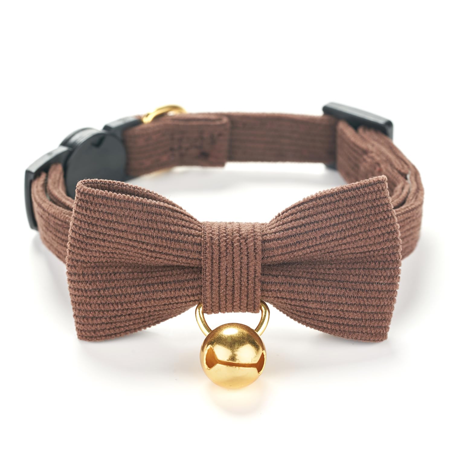 Petiry Soft Corduroy Cat Collar, Plaid Pattern, With Bell And Bowtie, Safety Breakaway Clasp, Adjustable For Kitten And Cats Bro