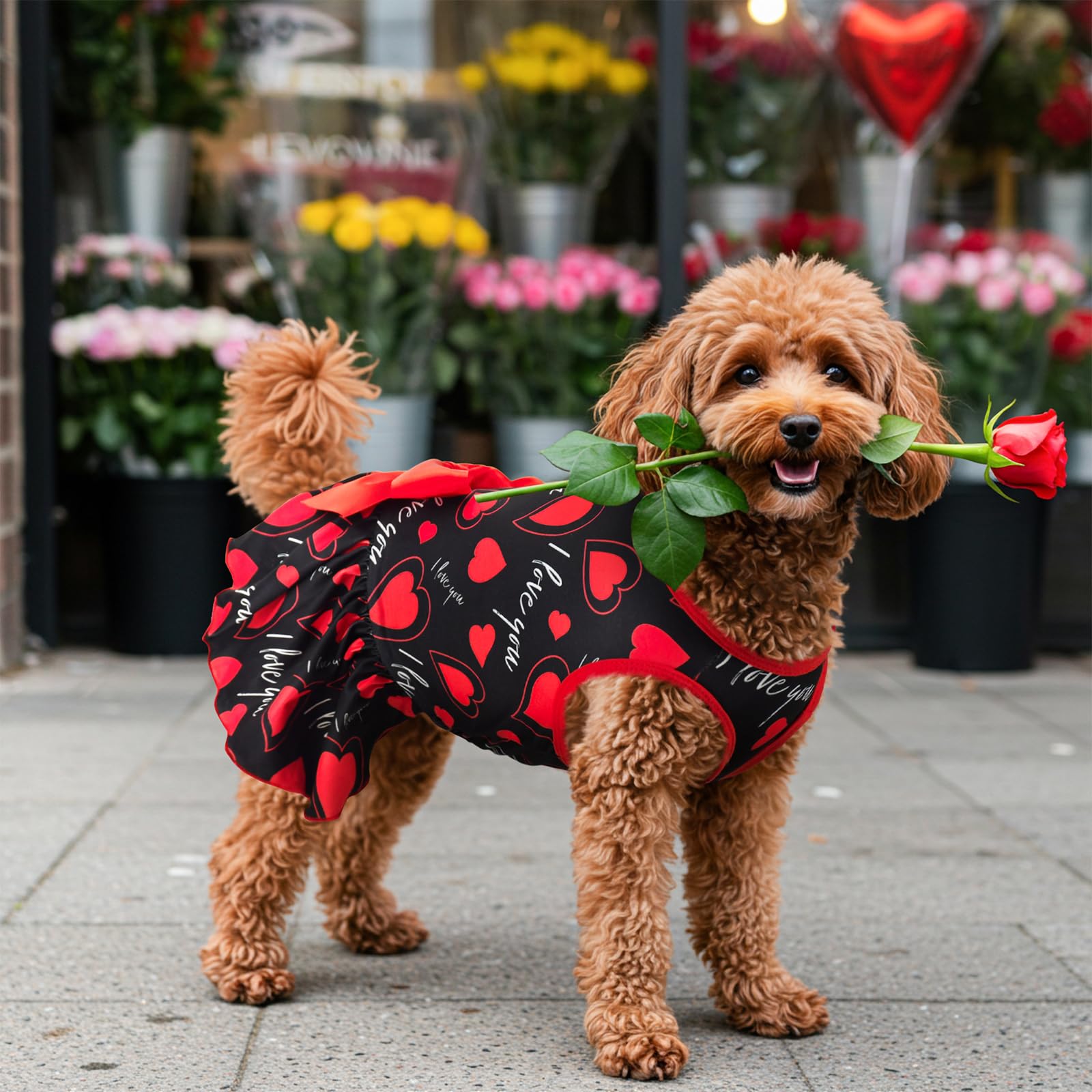 Vehomy 2-Pack Valentine'S Day Dog Cat Dress Love Heart Dog Dresses Puppy Valentines Day Skirt Dog Pet Valentines Day Costume Out