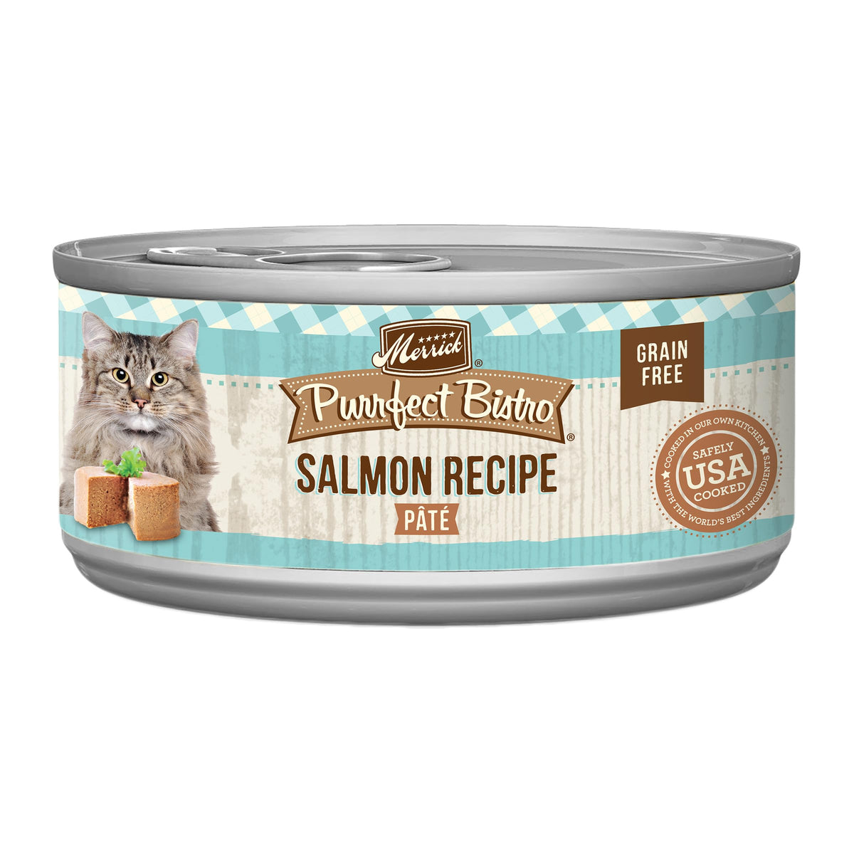 Merrick Purrfect Bistro Grain Free Premium Soft Canned Pate Adult Wet Cat Food, High Protein Salmon Recipe - (Pack Of 24) 3 Oz. Cans