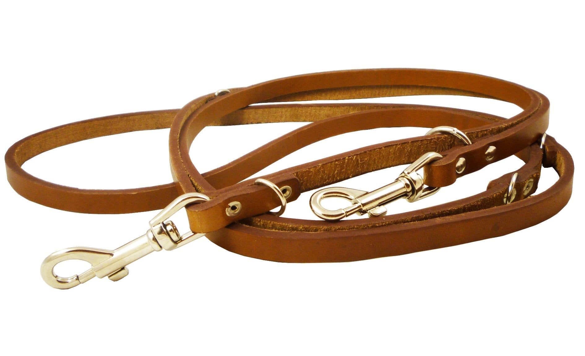 Dogs My Love 6-Way European Multifunctional Leather Dog Leash, Adjustable Schutzhund Lead Brown 41'-78' Long, 1/2' Wide (12 Mm)