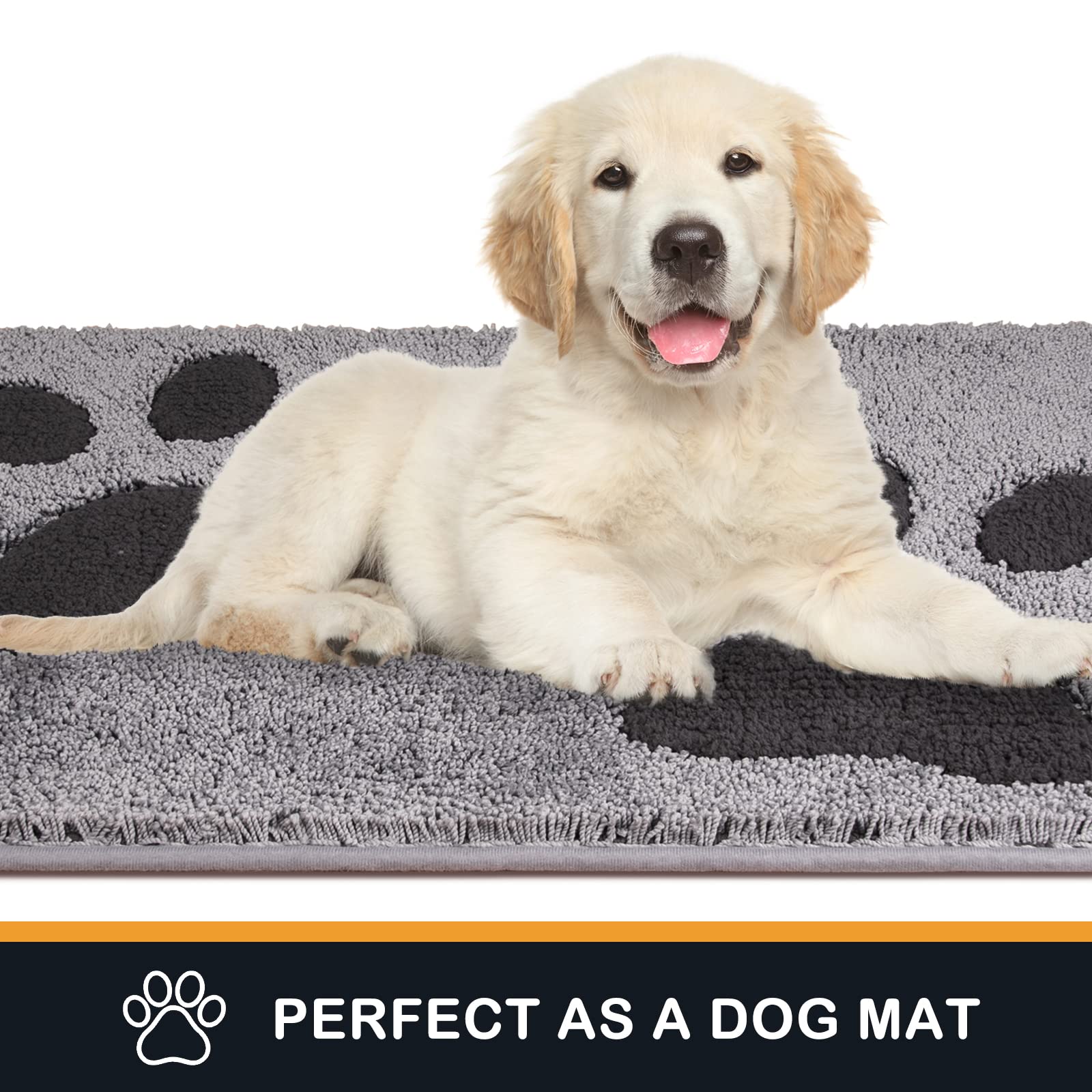 PURRUGS Dirt Trapper Door Mat 20  x 31.5 , Non-Skid/Slip Machine Washable Microfiber Entryway Rug, Dog Doormat, Super Absorbent