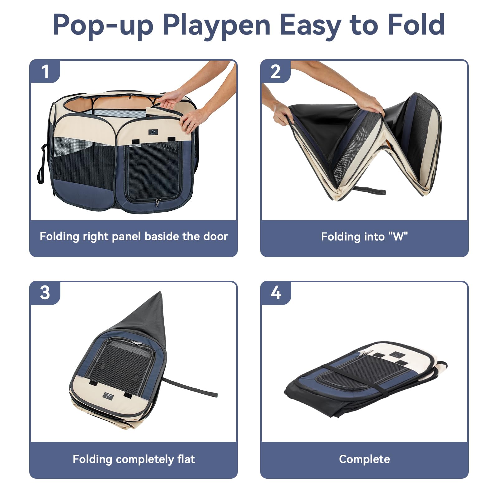 A4Pet Dog Playpen, Portable Pet Playpen, Pop Up Dog Playpen Indoor/Outdoor - Ideal For Small Medium Dogs - Removable Zipper & Collapsible Travel Bowl