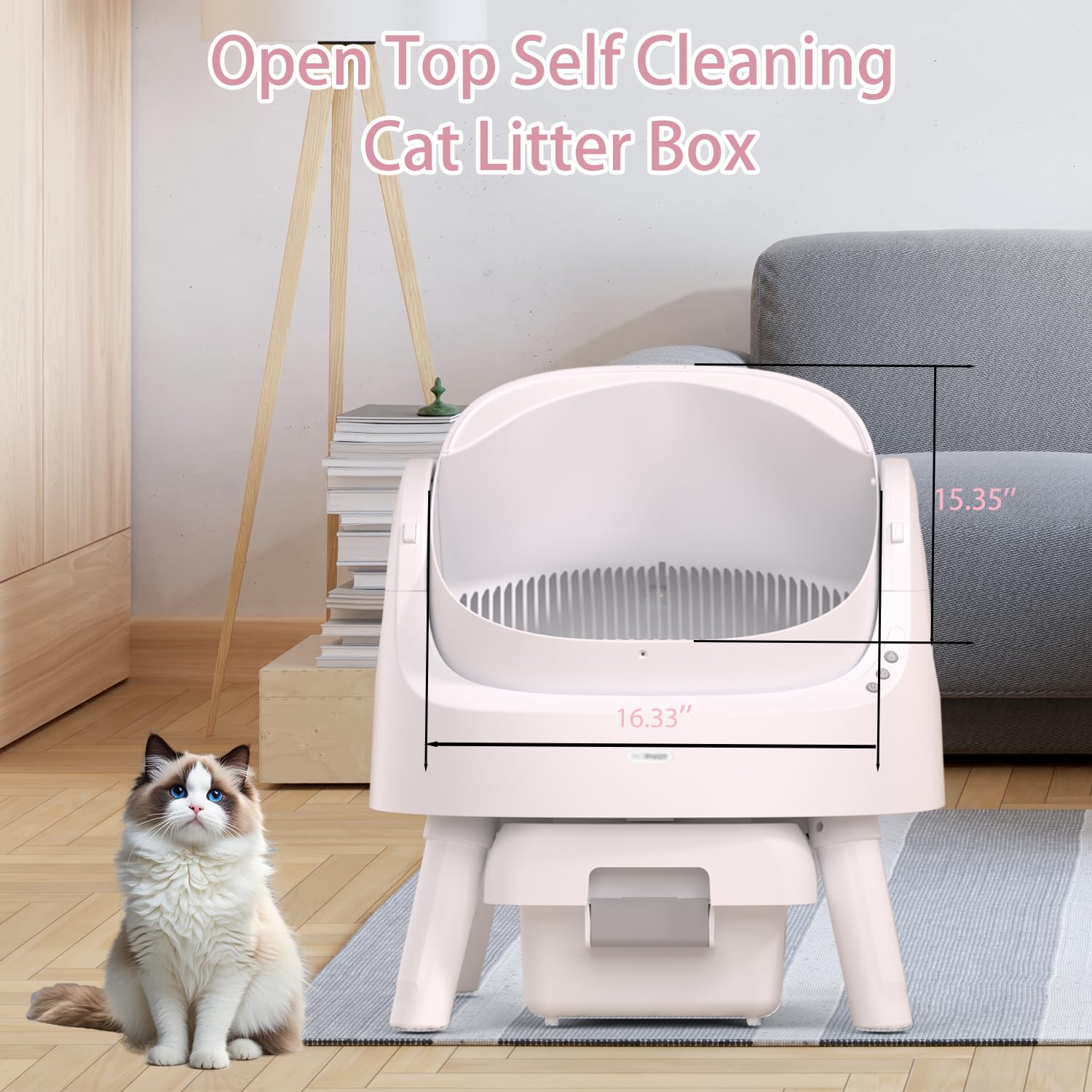 Autoscooper 11 Self Cleaning Litter Box, Open-Top Design For Multiple Cats, Integrated Safety Protection, White (Manufactured By