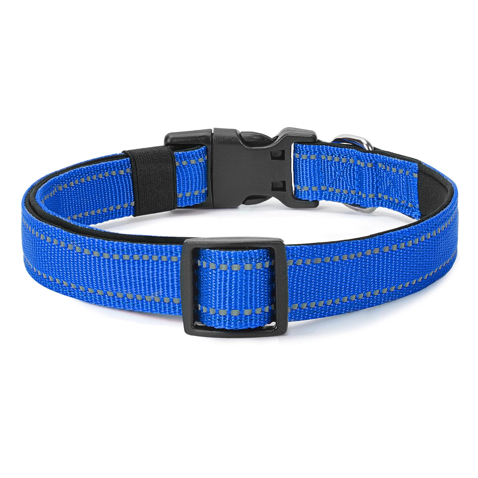 Penseepet Reflective Dog Collar Padded With Soft Neoprene Breathable Quick Release Basic Dog Collars For Puppy Small Dogs Boy Girl Blue