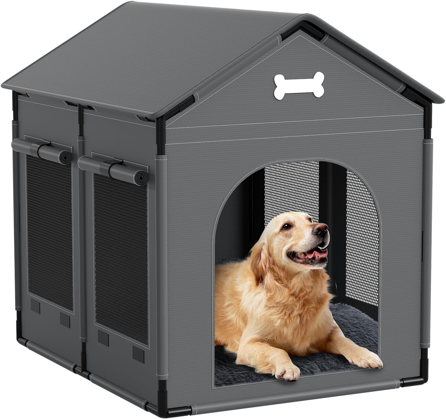 Indoor Dog House for Extra Large Medium Sized Dogs, Indoor Pet House with Warm Mat, Weatherproof Dog Bed House, Warm Portable Te