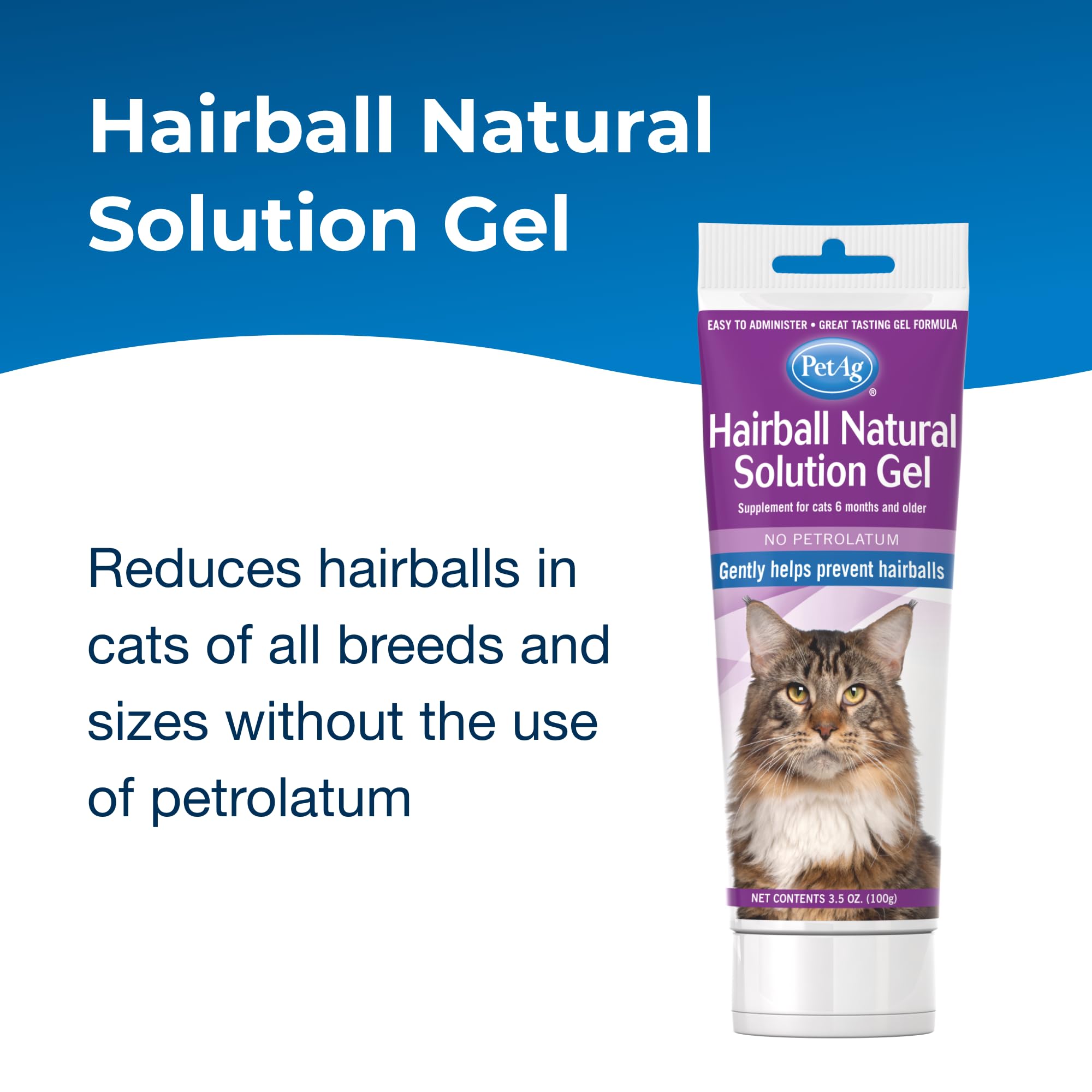 Pet-Ag Hairball Natural Solution Gel Supplement for Cats - 3.5 oz - Helps Prevent and Reduce Hairballs in Cats 6 Months and Olde