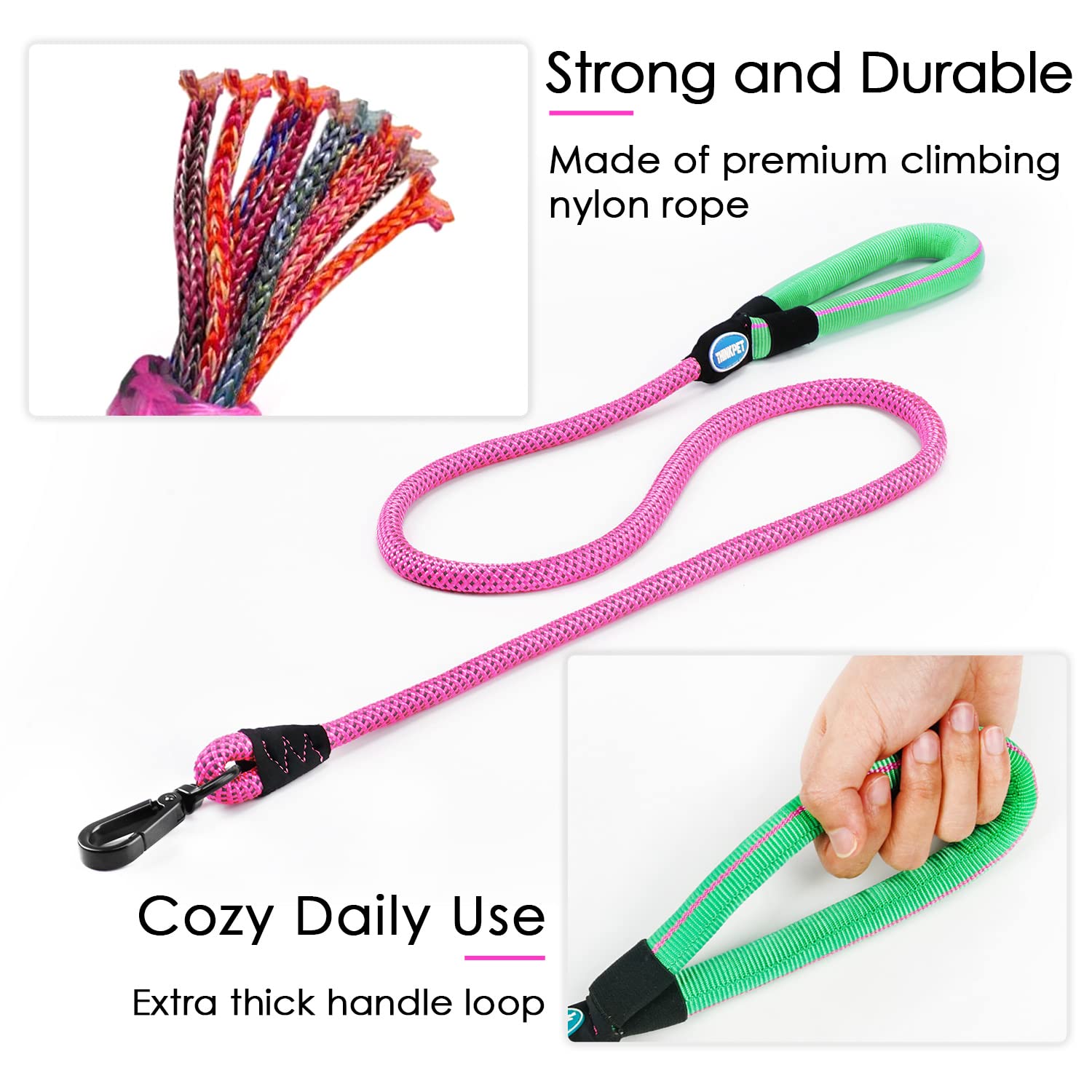 Thinkpet No Pull Harness Breathable Sport Harness With Handle - Reflective Padded Dog Safety Vest With Reflective Neon Dog Leash M Harness Leash Pack Red