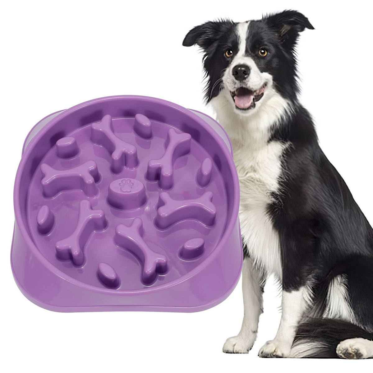 JASGOOD Large Slow Feeder Dog Bowl Slow Eating Bowl Slow Feeding Non-Slip Puzzle Bowl Dog Feeder Bowl Anti-Choking Dog Bowl, D-P