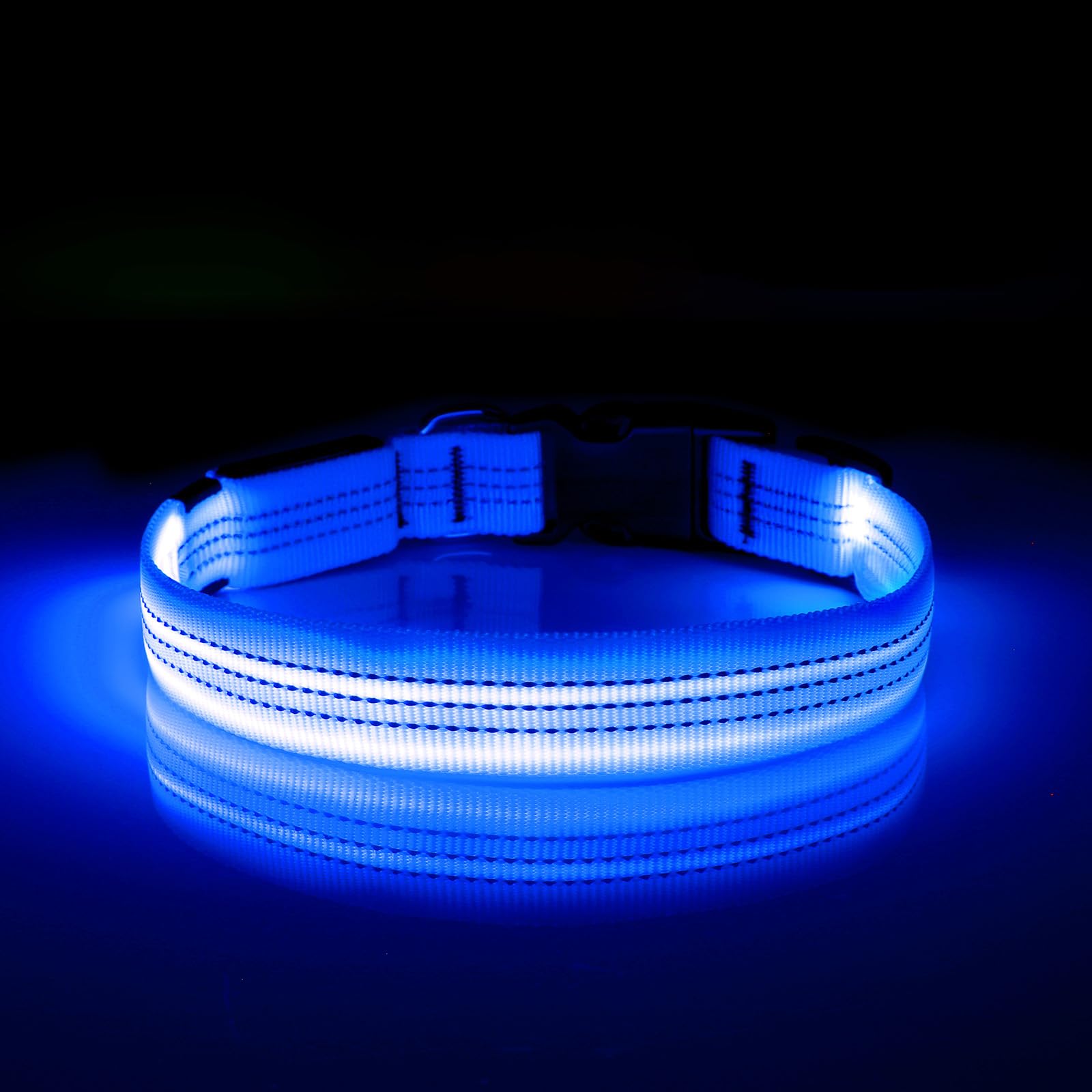 Illumifun Led Dog Collar, Usb Rechargeable Dog Collar Light Glow In The Dark, Reflective Light Up Collars For Your Dog Walking At Night (Blueⅲ, Small)