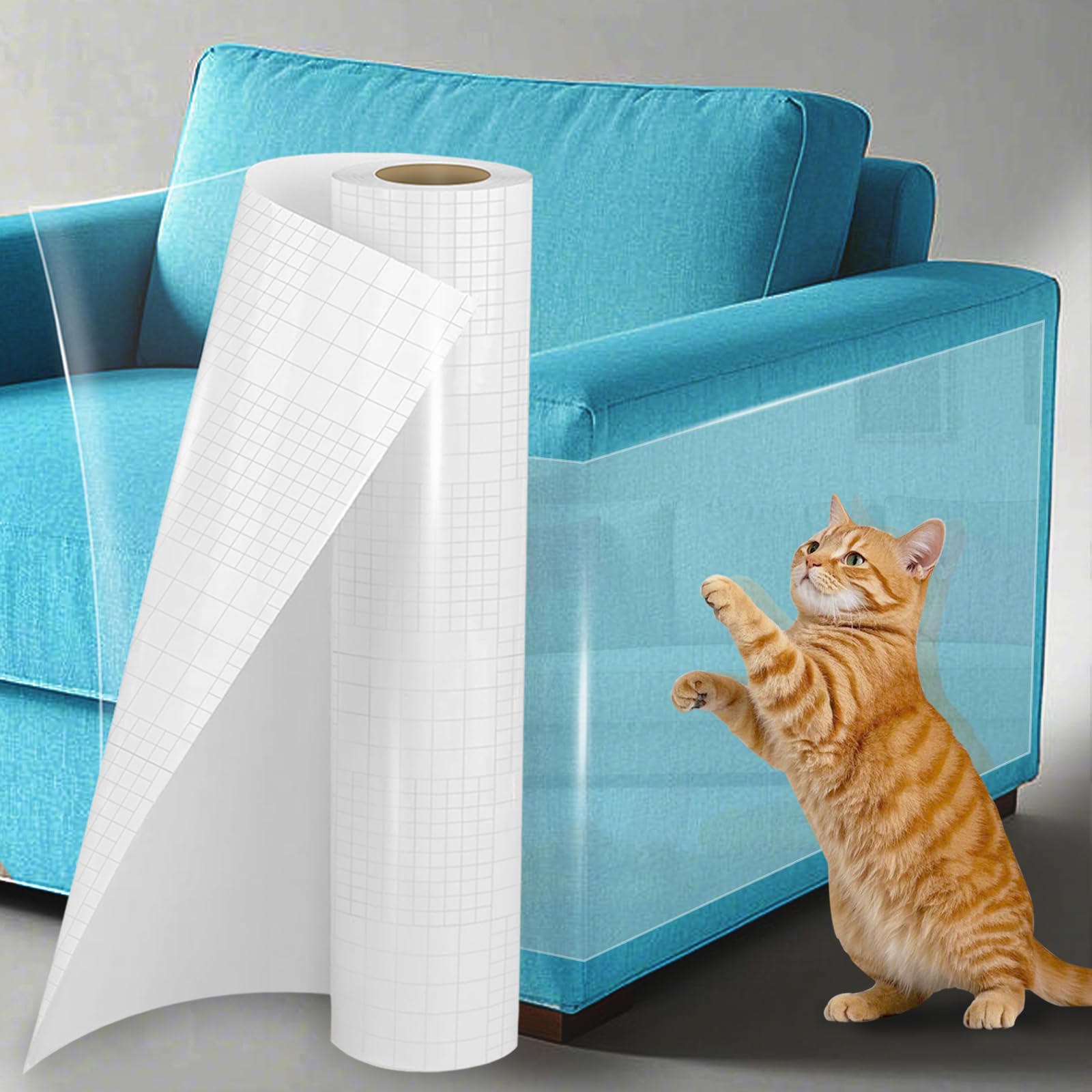 Thicken Vinyl Anti Cat Scratch Furniture Protector,165 X 12.4 Cat Scratch Deterrent For Furniture, Single Side Couch Protector F
