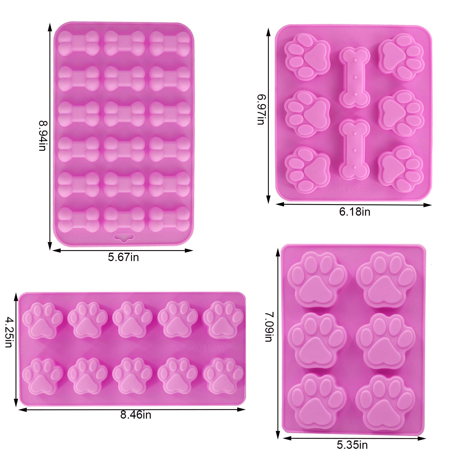 Shxmlf Dog Baking Supplies, Dog Treat Silicone Molds,Stainless Steel Puppy Paw Bone House Cookie Cutters, with 100 Pieces Dog tr