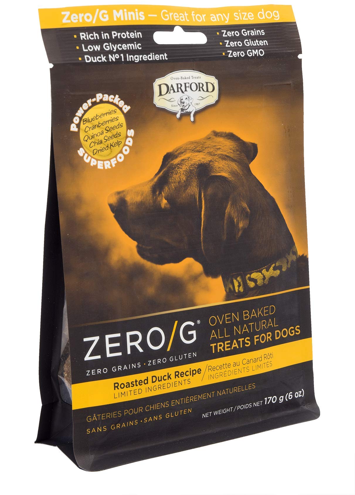 Darford - Zero/G Roasted Duck Recipe Minis Dog Treats, 6 ounce Pouch