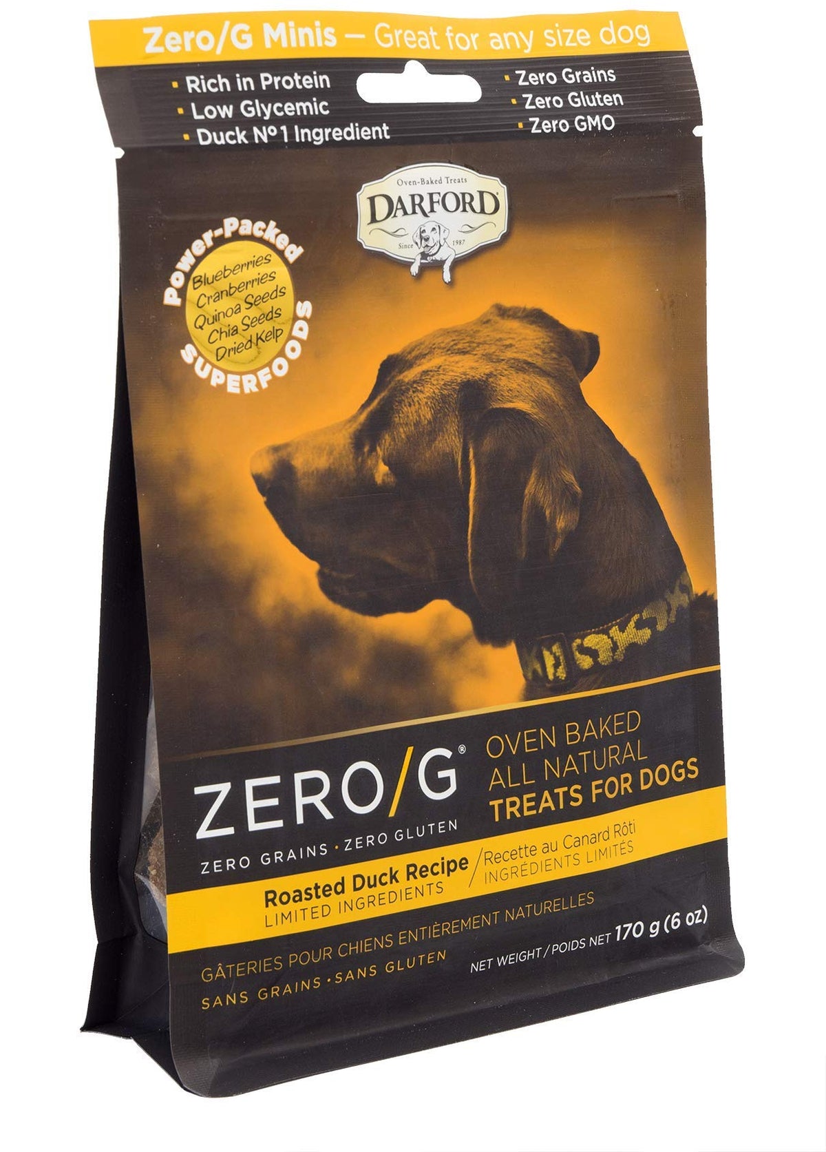 Darford - Zero/G Roasted Duck Recipe Minis Dog Treats, 6 Ounce Pouch