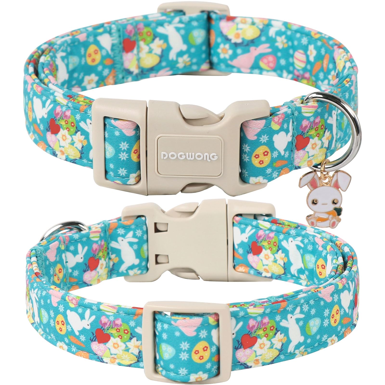 Dogwong Cute Flower Bunny Eggs Pink Easter Dog Collar - Adjustable For Small Dogs & Puppies