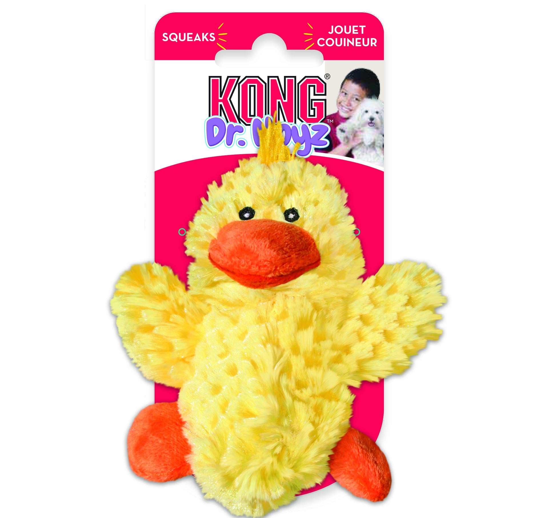 Kong - Plush, Low Stuffing Squeak Duck Dog Toy - Replacement Squeaker Included- For Small Dogs