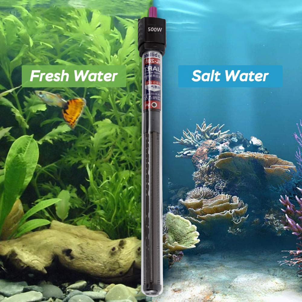 MQ Submersible Aquarium Heater Auto Thermostat, 300W Fish Tank Heater with LCD Digital Aquarium Thermometer, Shatter-Proof and B