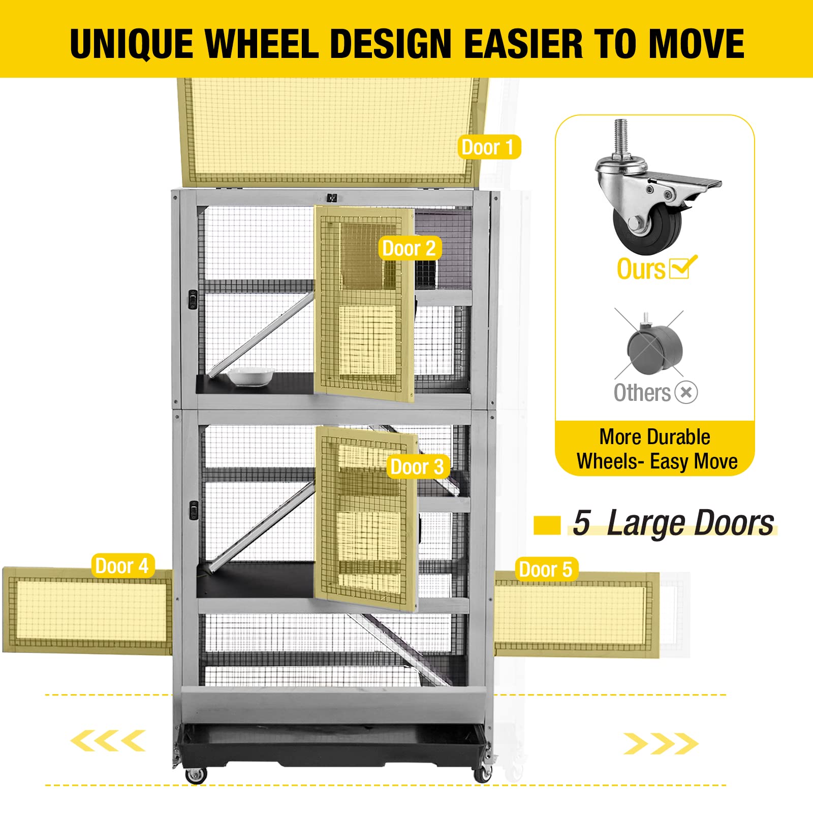 Aivituvin Ferret Cage Large Chinchilla Cage Upgrade Metal Frame Rat Cage,5 Levels Critter Nation
