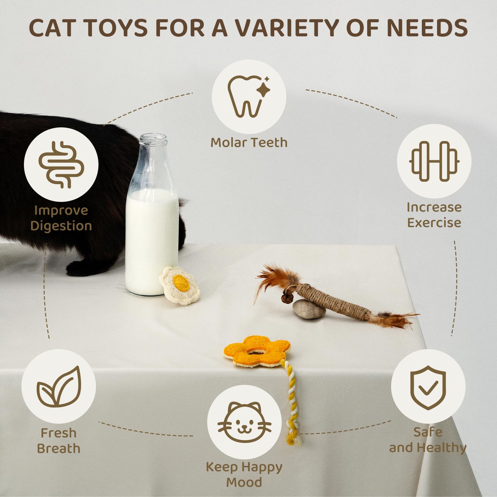 Bobopal Catnip For Cats,Interactive Silvervine Sticks For Cats, Loofah Chew Cat Toys For Indoor Cats & Kitten Teething Toys & Ca