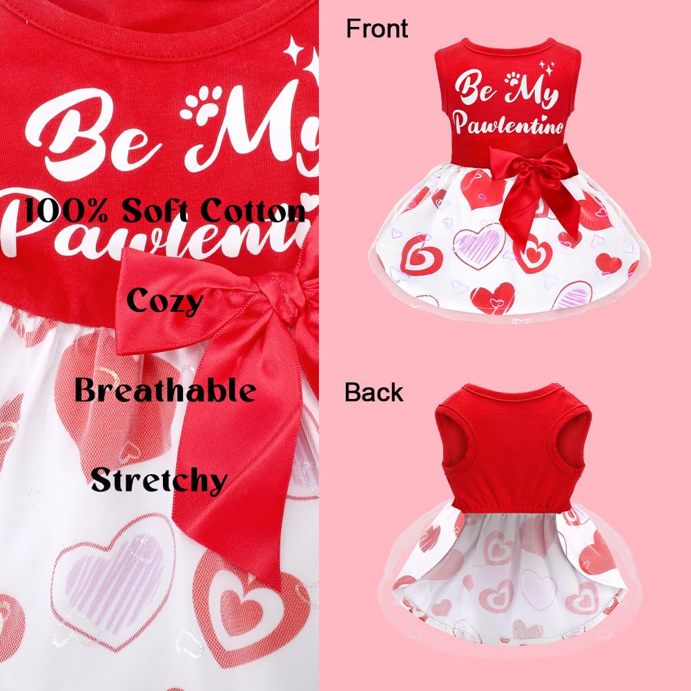 Dog Valentines Day Clothes Be My Pawlentine Dog Valentines Outfit Red Tulle Dog Dress With Bowknot For Small Medium Large Dogs C