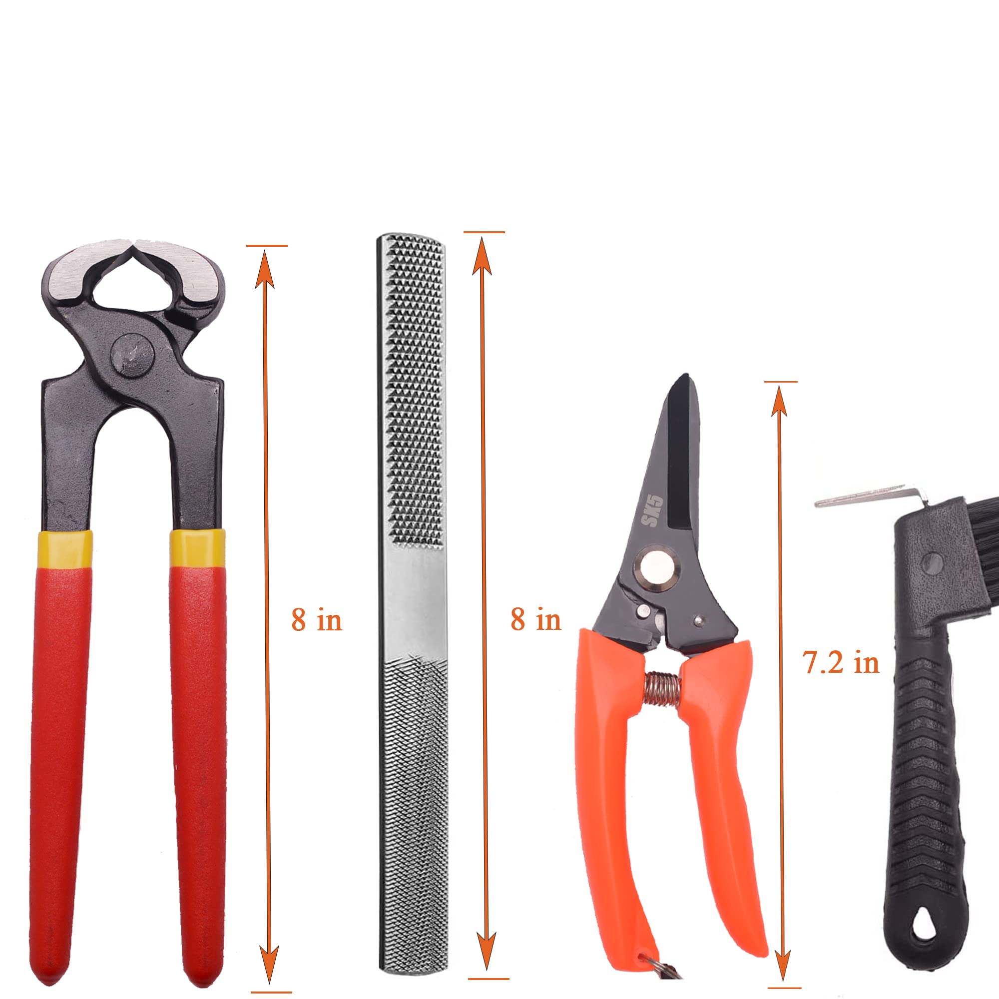 8 Inch Farrier Hoof Tool Kit(5 Piece) Mini Rasp Hoof File Goat Pig Equine Metal Shears Farriers Hoof Nipper Cutter Handle Knife