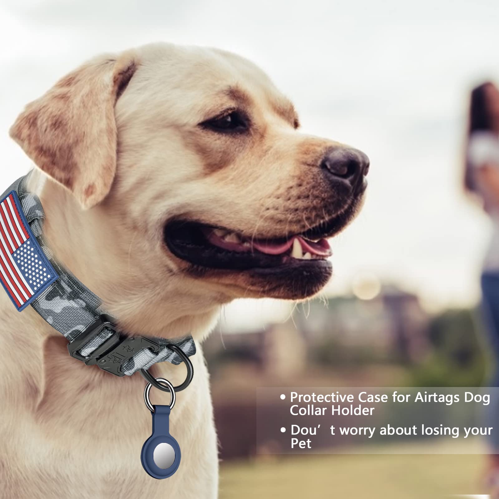 Daganxi Tactical Dog Collar, Adjustable Military Training Nylon Dog Collar With Control Handle And Heavy Metal Buckle For Medium And Large Dogs, With Patches And Airtags Case (M, Camo)