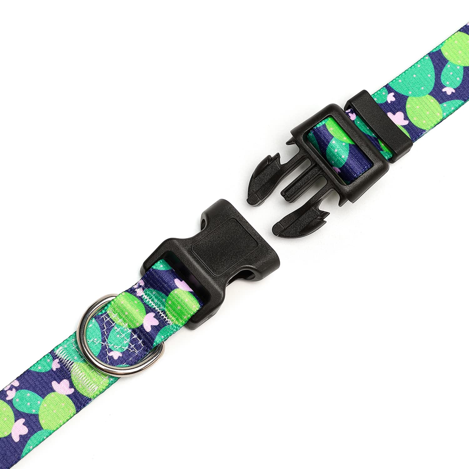 Mercano Adjustable Dog Collar - Soft Nylon, Cactus Design for Small Dogs (S)