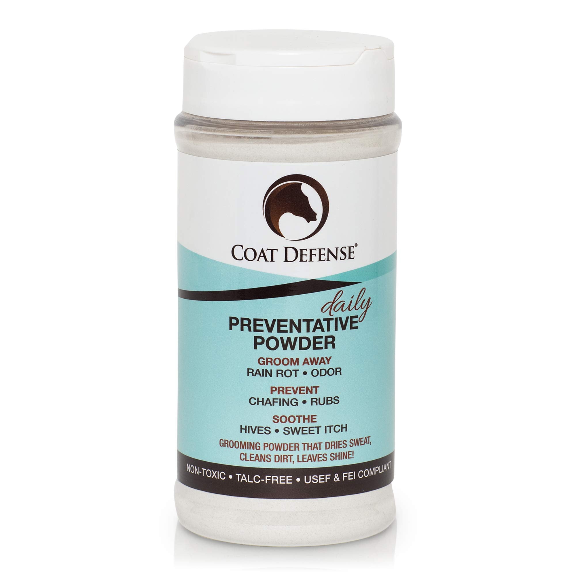Coat Defense Daily Preventative Powder For Horses - Safe & Effective Equine Skin Conditioner Sweet Itch, Skin Funk, & Rain Rot - Dry Horse Shampoo, 16 Oz Formula With All Natural Ingredients