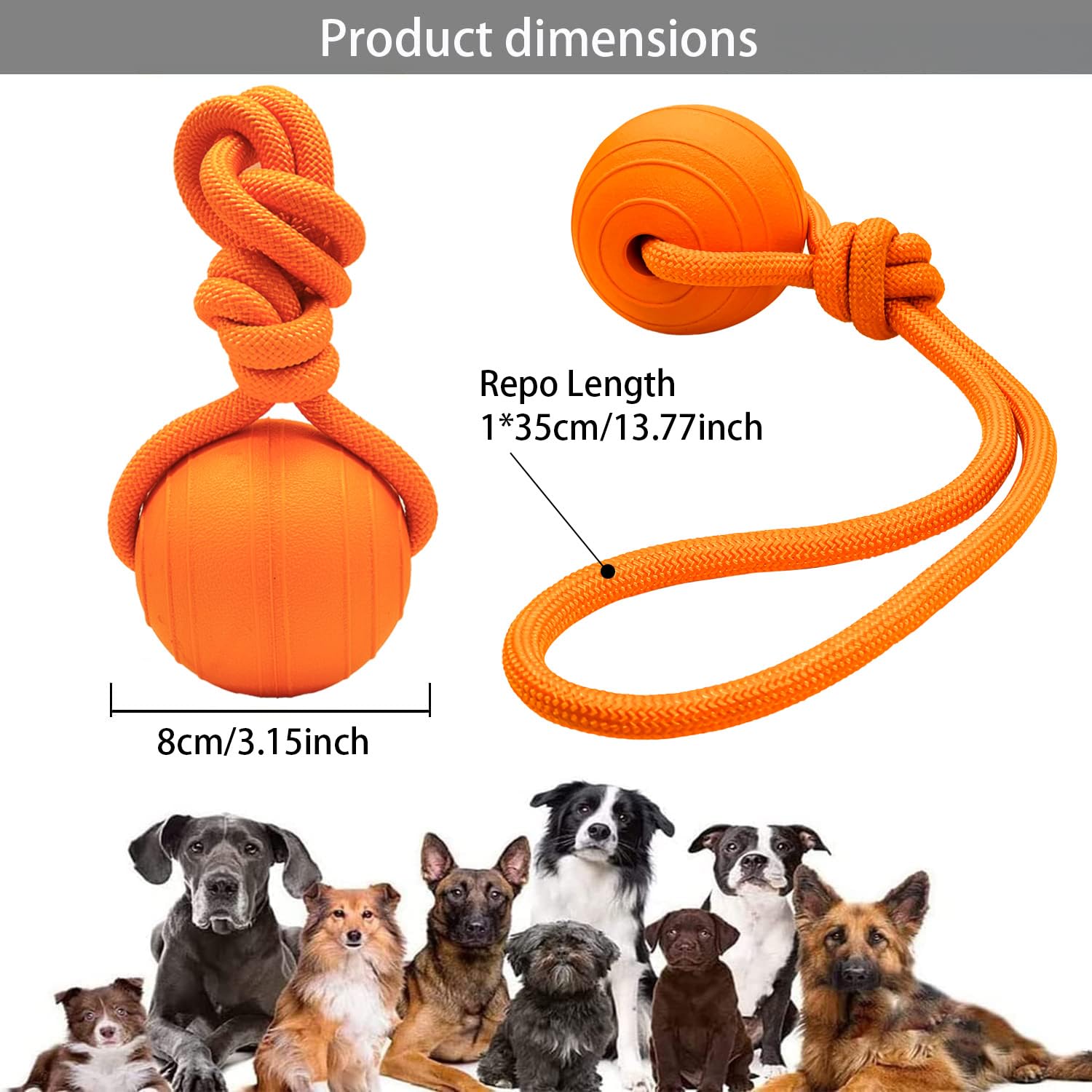 Dlder Dog Ball On A Rope Dog Toy,Floating Foam Dog Ball With Rope,Tug Ball Toy For Small Medium Large Dogs Aggressive Chewers.