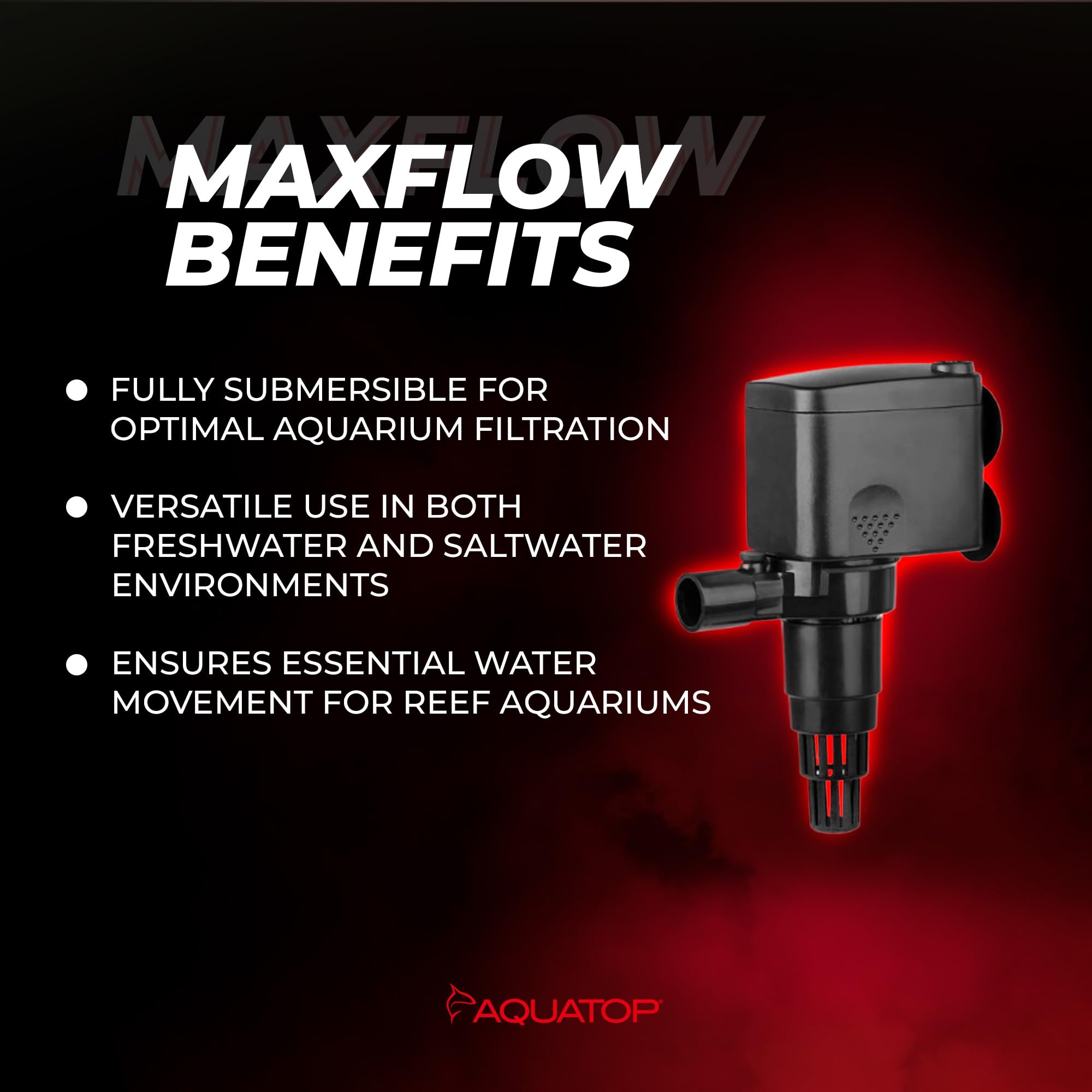 Aquatop Maxflow Submersible Aquarium Power Head - Ideal For Freshwater And Saltwater Environments - High-Impact Abs For Durability