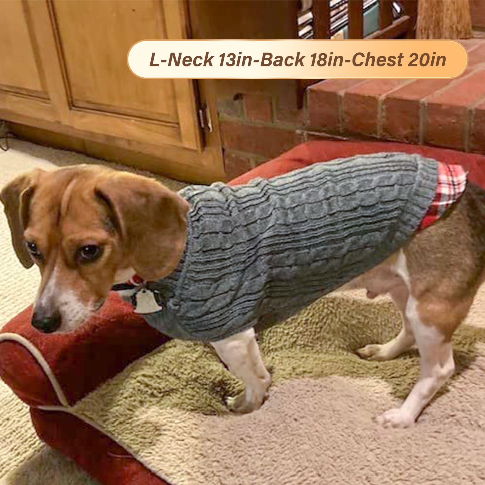 Kyeese Medium Dog Sweaters With Gingham Doggie Pullover Sweater Knitwear Knit Warm Pet Coat For Fall Winter