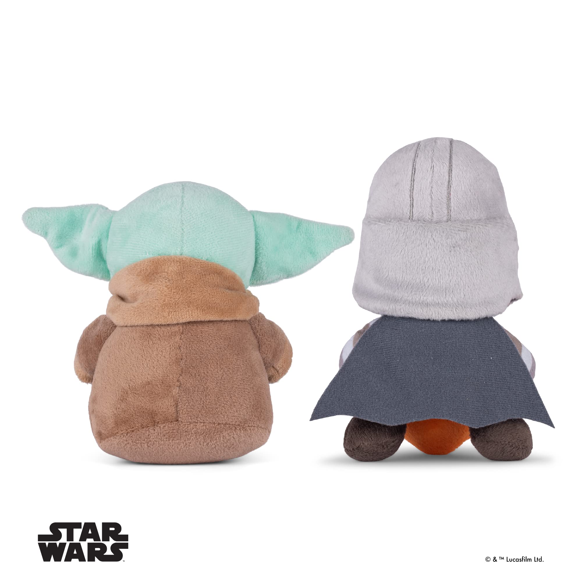 Star Wars Dog Toys Mandalorian 2Pc Plush Squeakers| 6” Mandalorian & Grogu Plush Squeakers Collection Pet Toys | Star Wars Toy For Dogs Baby Yoda & Mandalorian Stuffed Animal 6 Inch
