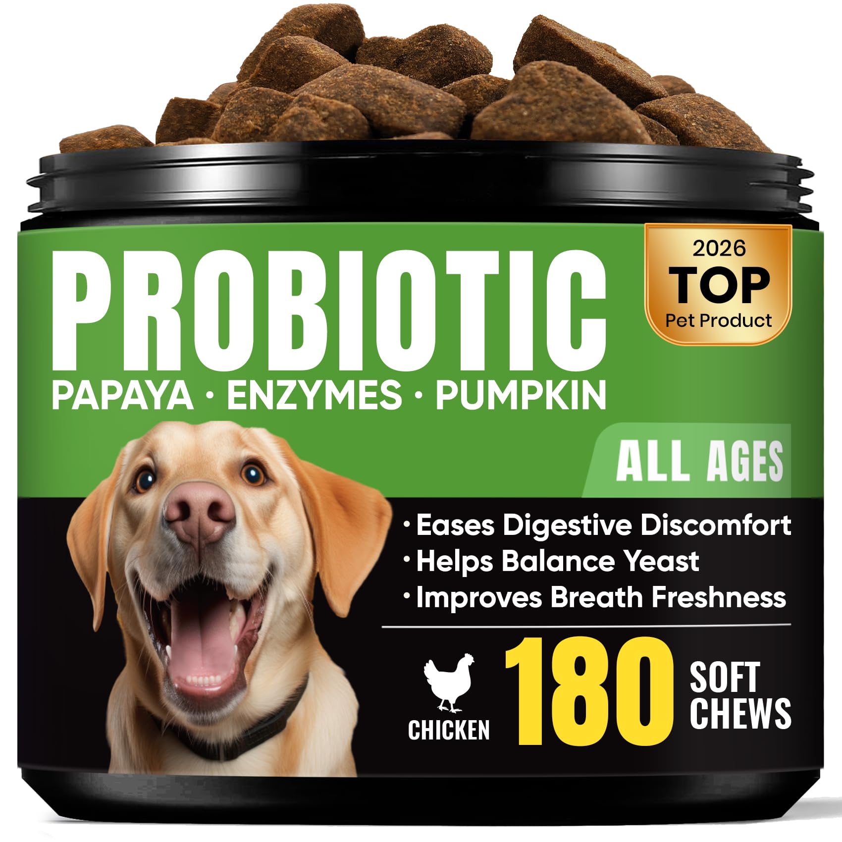 Probiotics for Dogs - Helps Digestion, Loose Stools, Gas & Sensitive Stomachs, Probiotics for Itchy Skin & Dog Yeast Infection, 