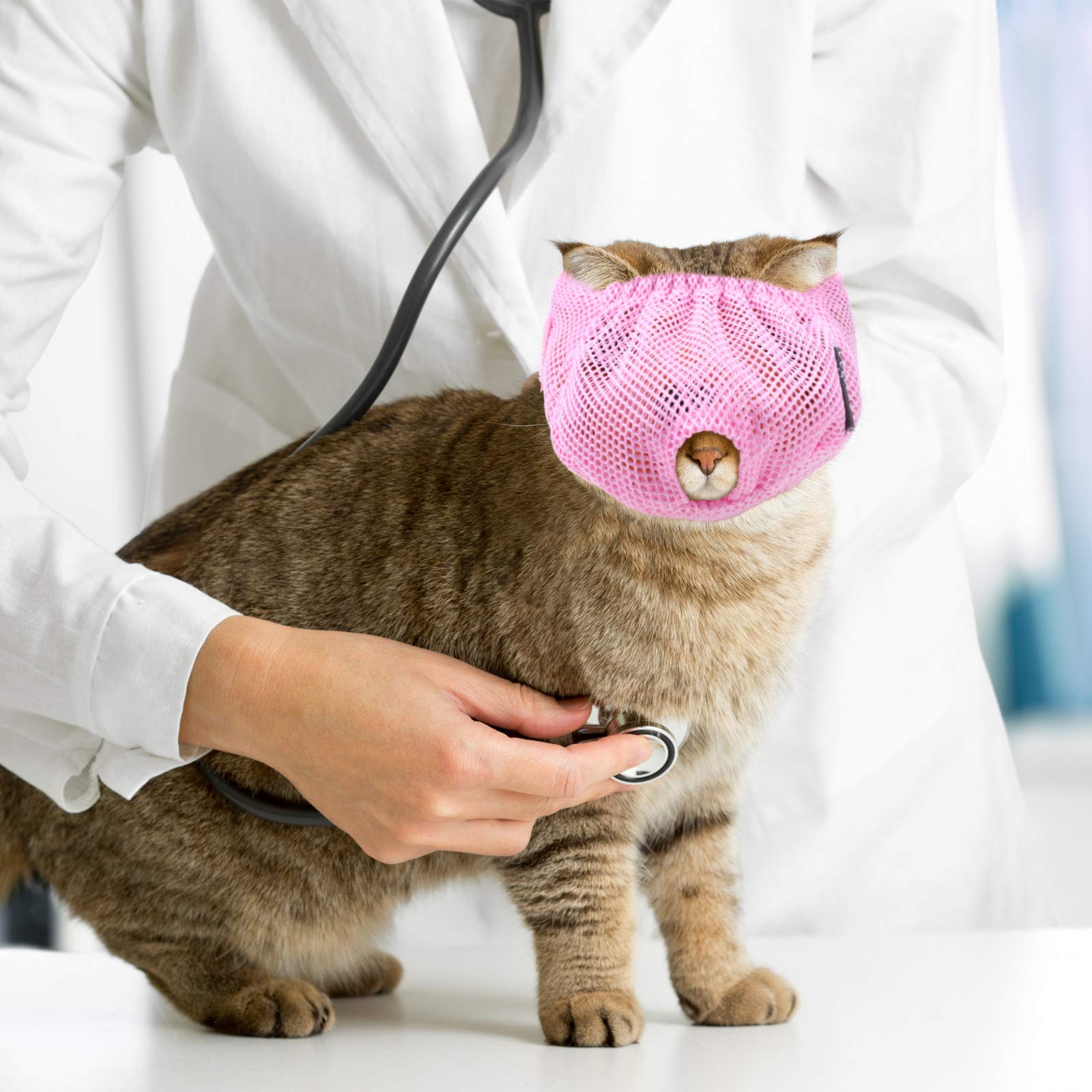 Weewooday 3 Pieces Cat Muzzles Breathable Mesh Muzzles Cat Grooming Restraint Bags With Muzzle Anti Bite Anti Meow To Prevent Fr