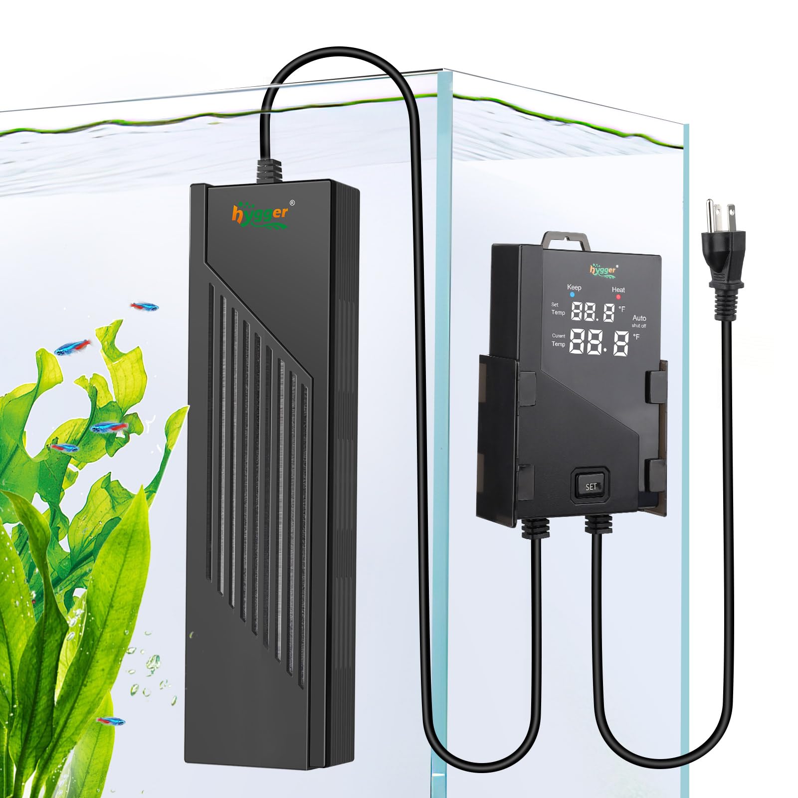 hygger Aquarium Heater with Intelligent Temperature Controller, 1000W for 130-260 Gallon Submersible Fish Tank Heater with Leavi