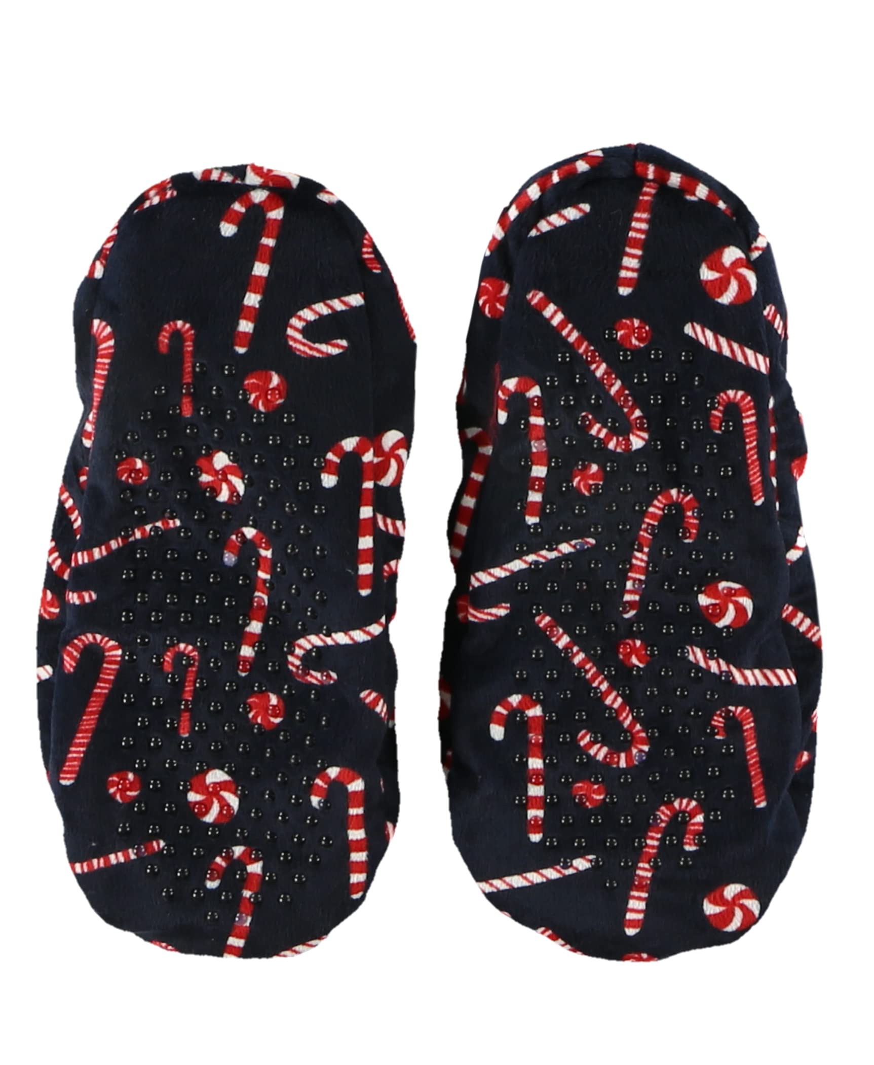 Lazy One Fuzzy Feet Slippers For Women, Cute Fleece-Lined House Slippers, Candy Cane, Non-Skid