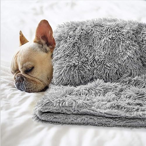 Benron Medium Dog Blanket For Couch Bed Crate, Cozy Reversible Fleece Dog Blanket, Washable Fluffy Throw Blankets 30X40 Inches Grey