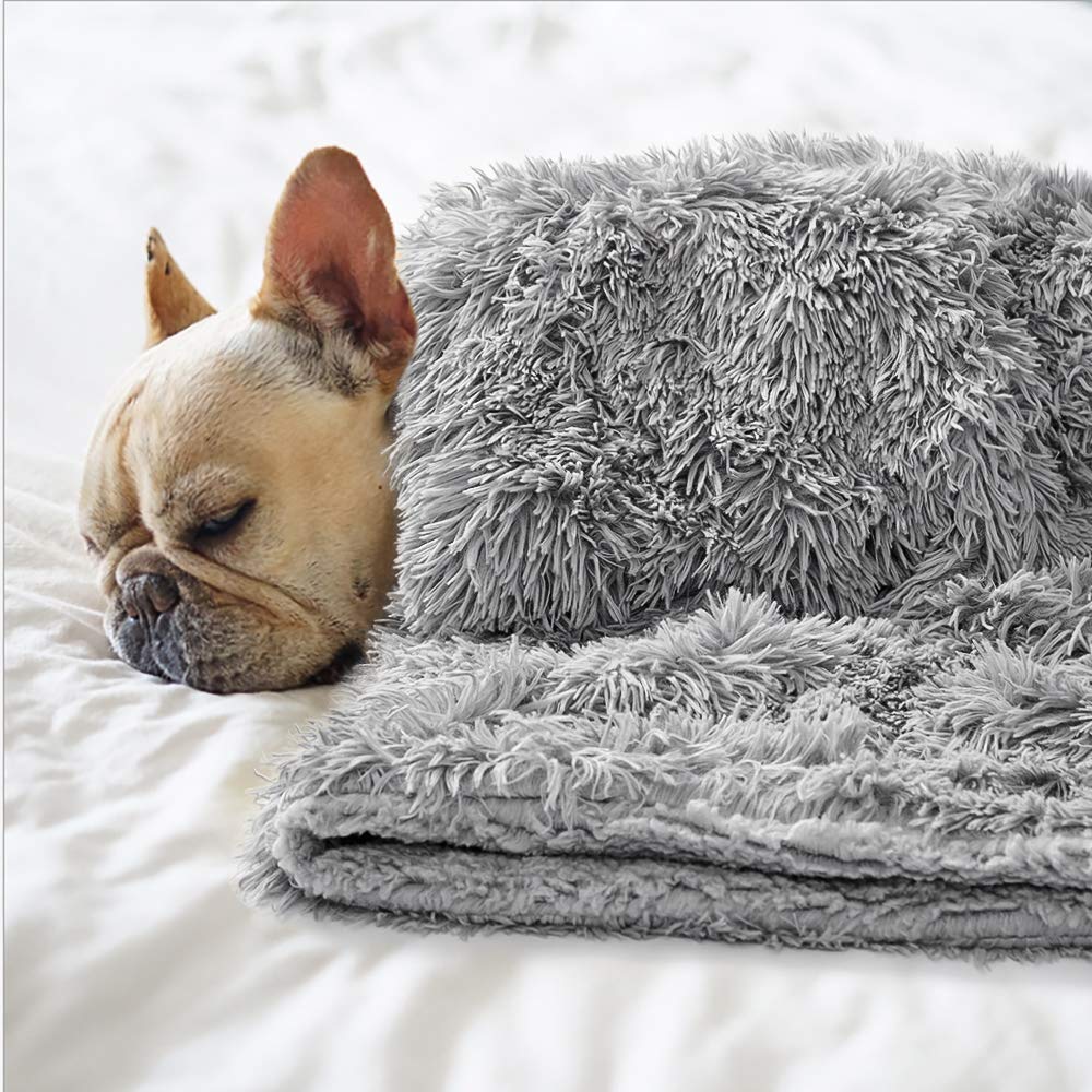 Benron Medium Dog Blanket For Couch Bed Crate, Cozy Reversible Fleece Dog Blanket, Washable Fluffy Throw Blankets 30X40 Inches Grey