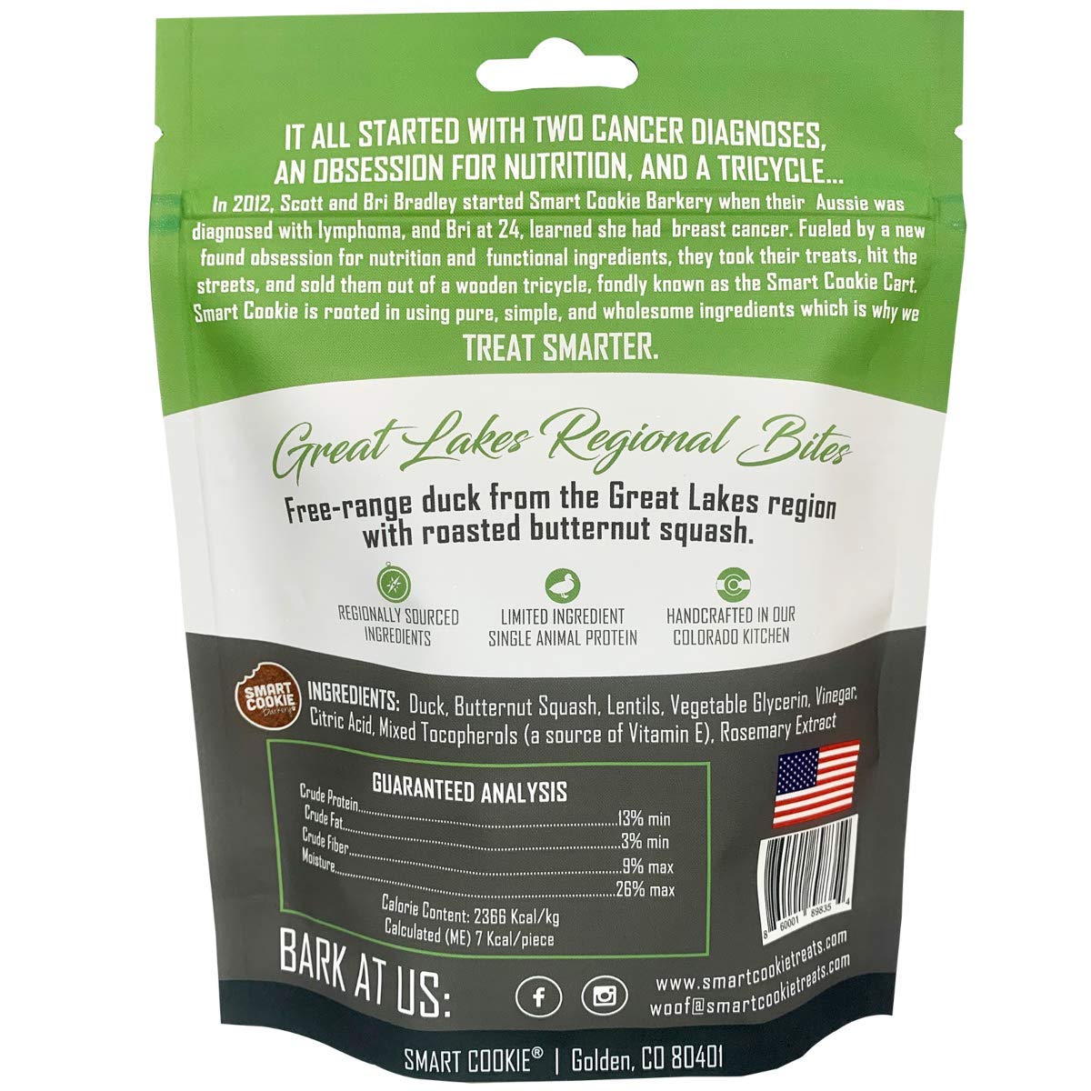 Smart Cookie All Natural Soft Dog Treats - Duck & Squash - Training Treats for Dogs with Allergies or Sensitive Stomachs - Grain