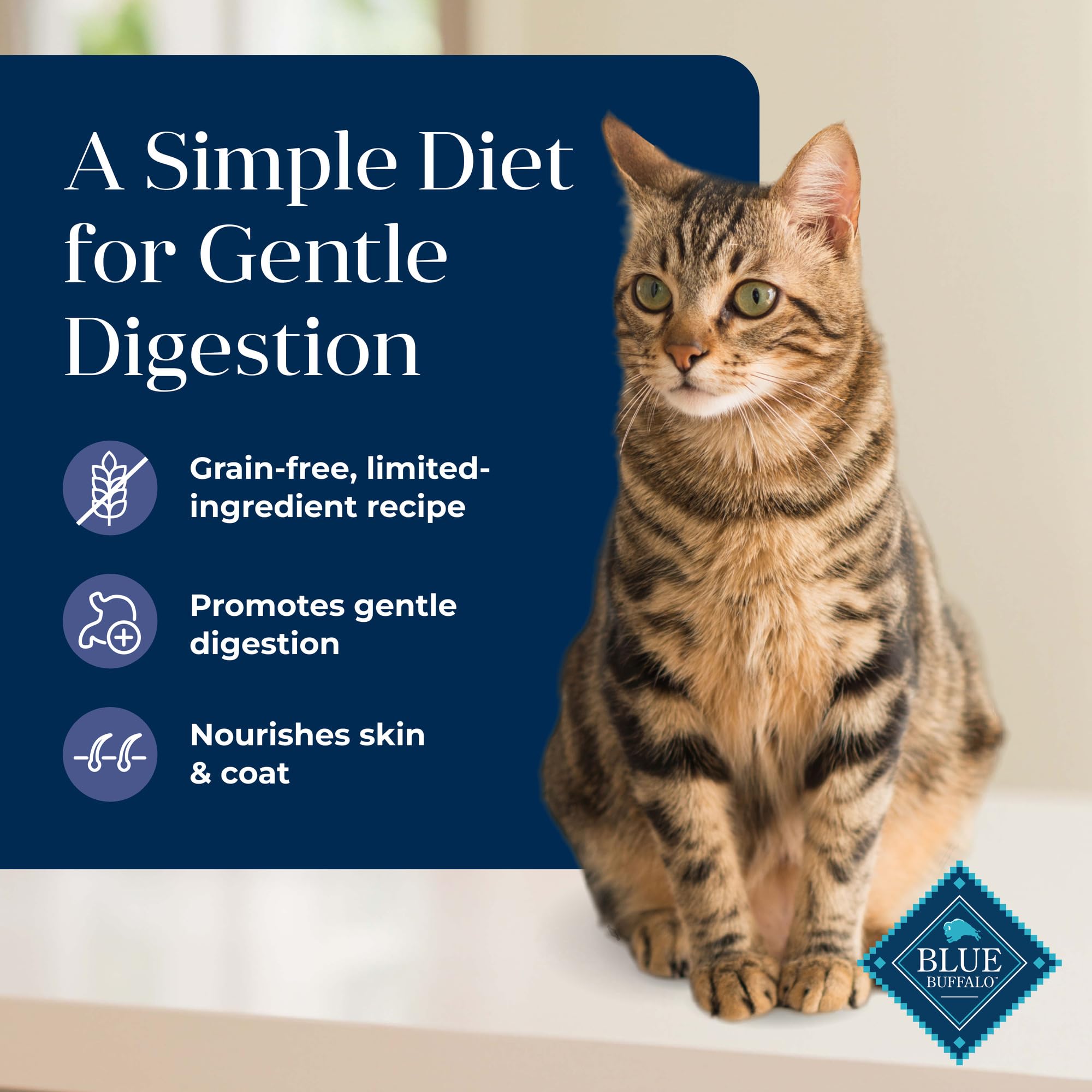 Blue Buffalo Basics Grain-Free Dry Cat Food, Skin & Stomach Care, Limited Ingredient Diet for Indoor Cats, Duck & Potato Recipe,