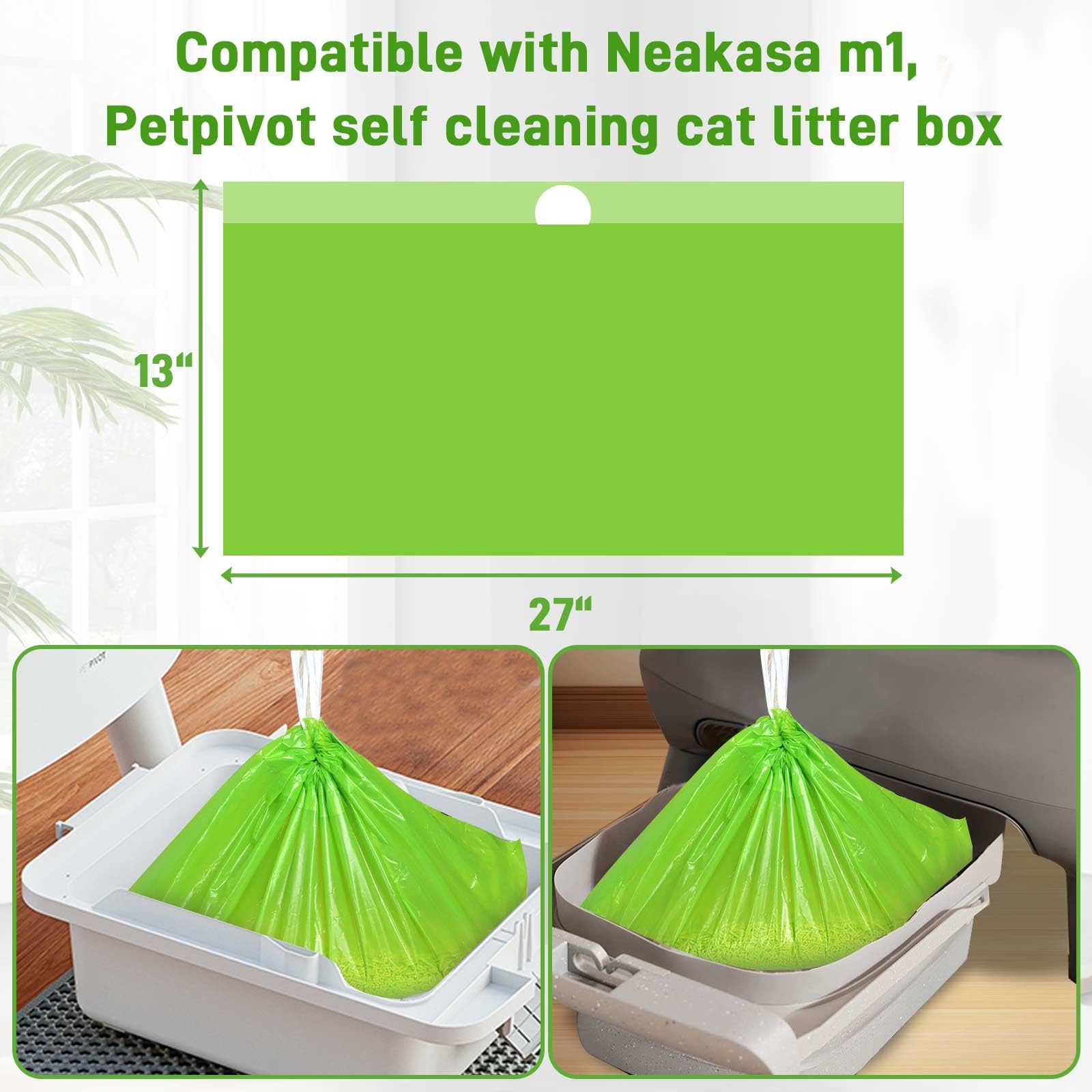 50 Count Cat Litter Bags Liners Compatible With Neakasa M1 And Petpivot Self Cleaning Cat Litter Box Replaced Waste Bags With Dr