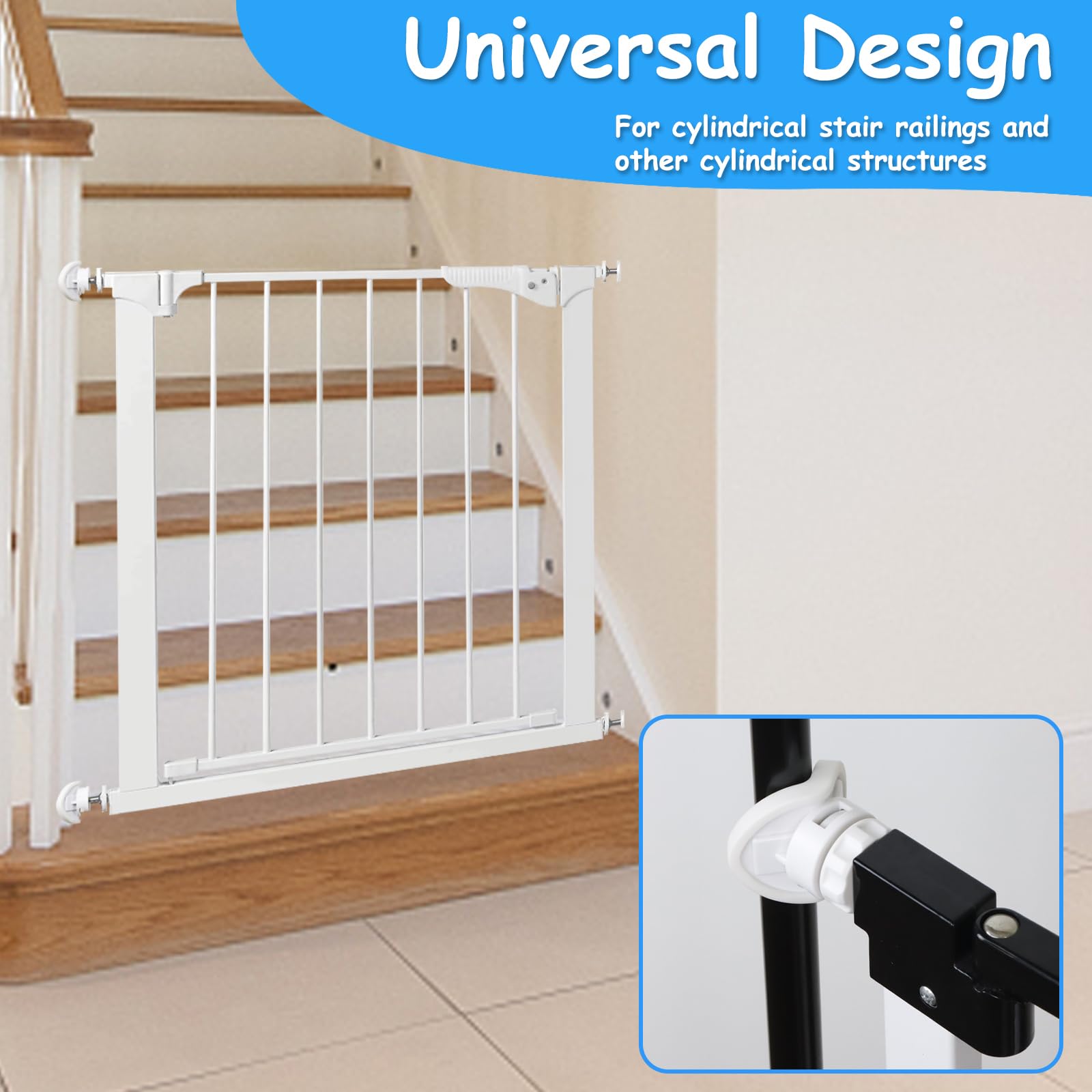 2 Pack Baby Gate Banister Adapter for Pressure Mounted Stairs - Universal Hardware Parts Kit for Baby and Dog Gates - No Drillin