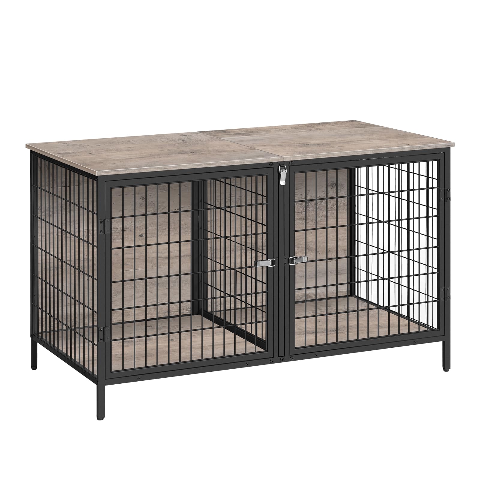 MAHANCRIS Dog Crate Furniture for 2 Dogs, 43.3 Dog Kennel with Removable Divider, Heavy Duty Wooden Dog Kennel for Small Medium 