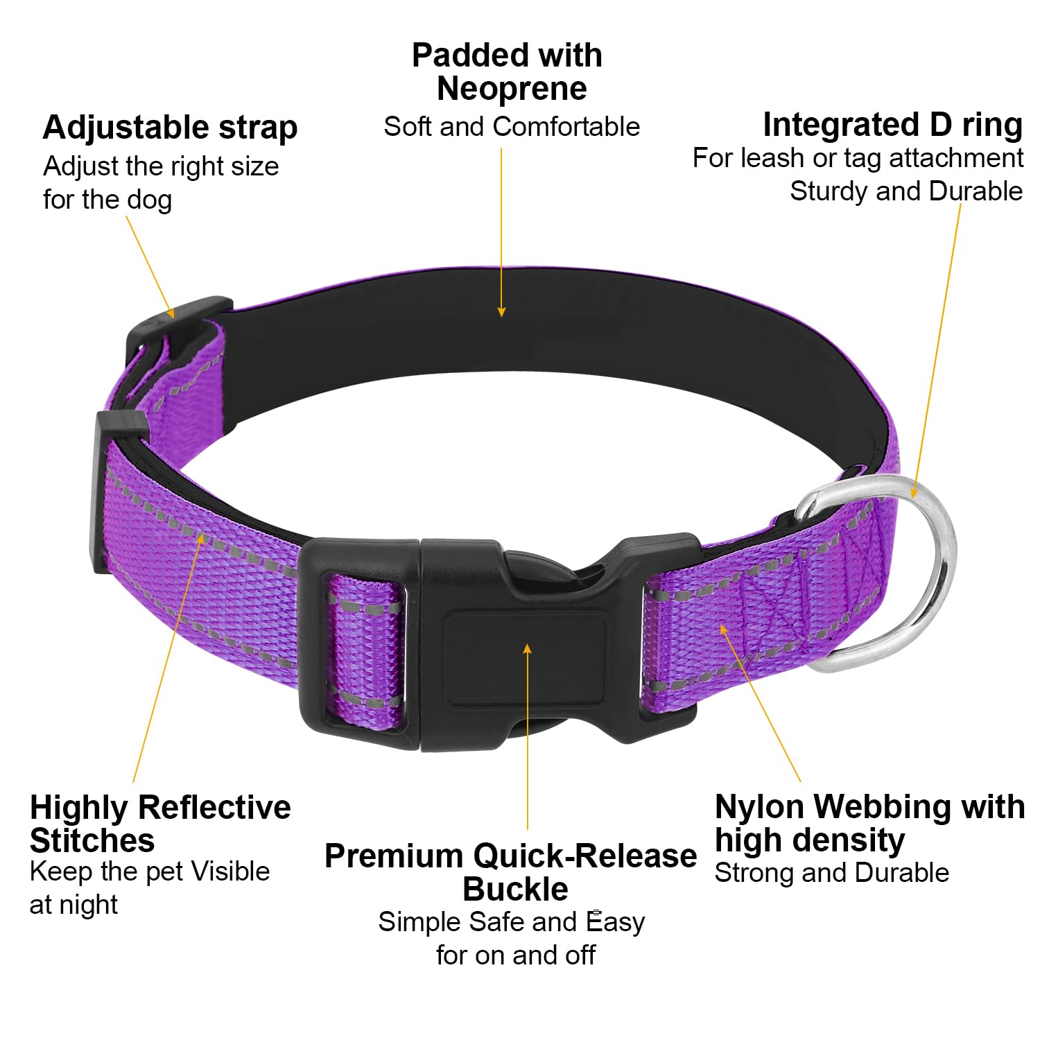 Dog Collars Adjustable For Extra Large Dogs,Heavy Duty Waterproof Dog Collar With Quick Release Buckle,Girl Boy Female Male Refl