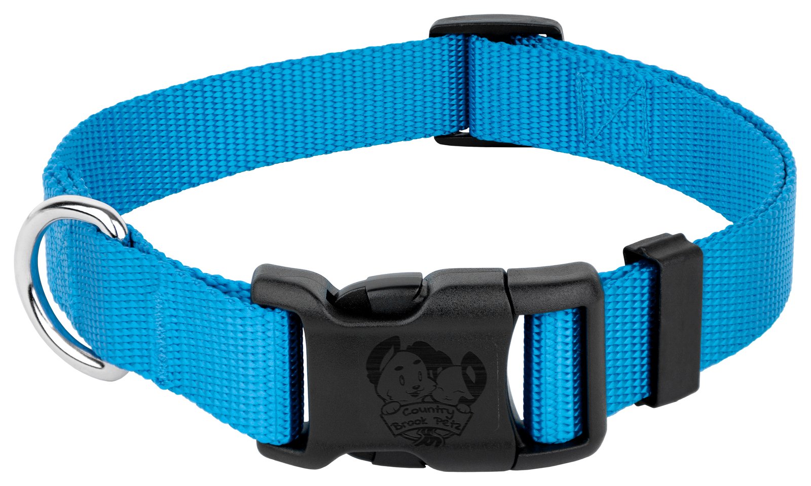 Country Brook Petz - 30+ Vibrant Colors - American Made Deluxe Nylon Dog Collar With Buckle (Large, 1 Inch Wide, Ice Blue)