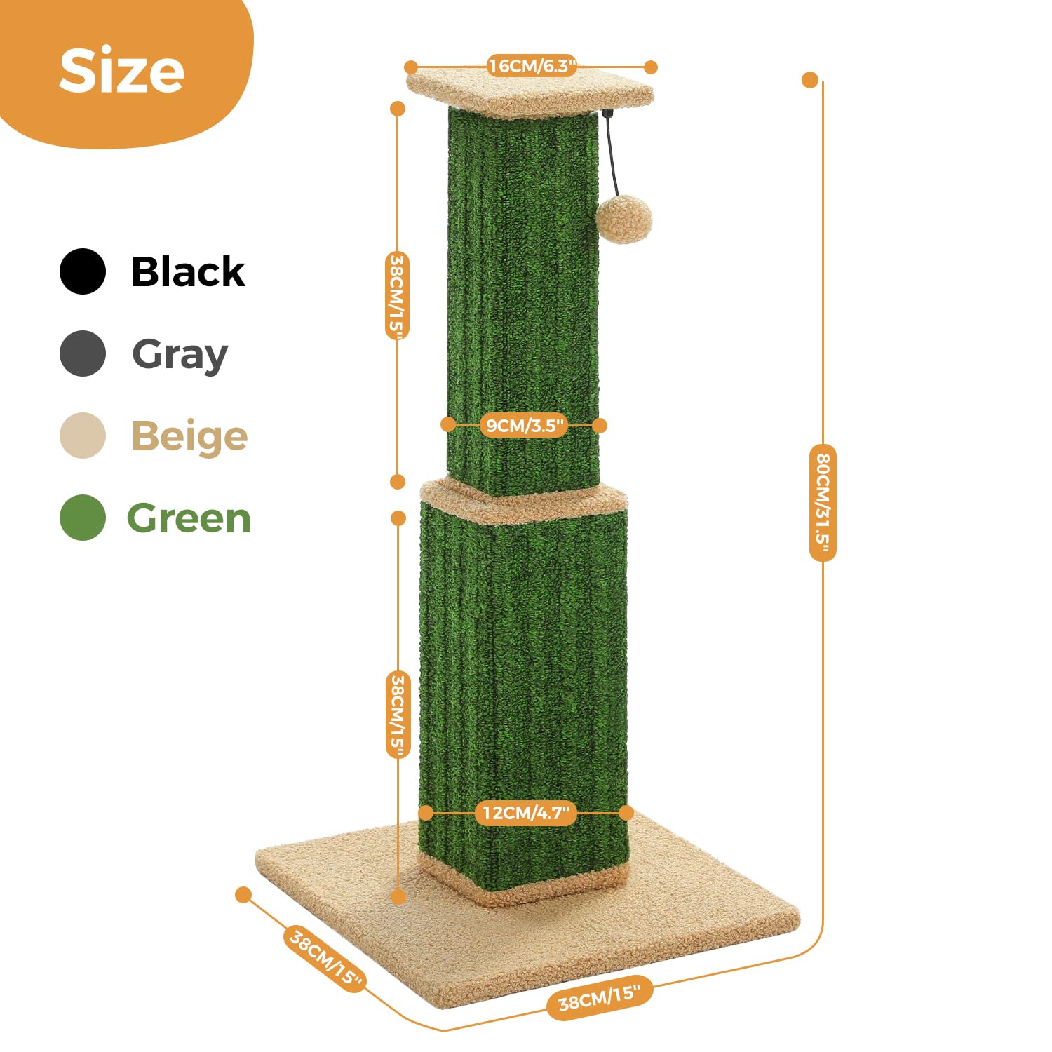 Pawz Road Carpet Cat Scratching Post 32    Tall Scratching Post For Indoor Cats Adults Ultimate Scratch Post With Carpet, Large